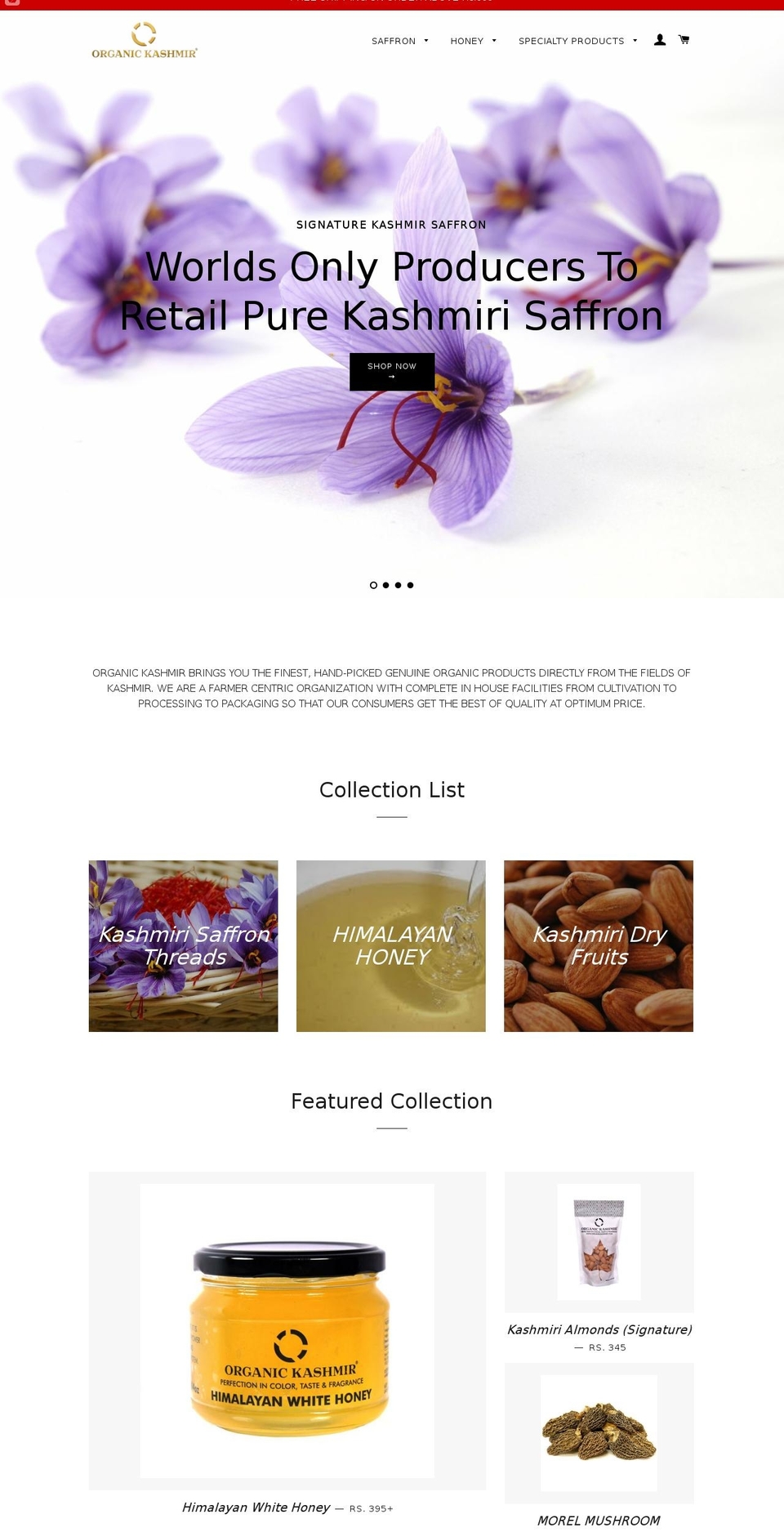 organickashmir.com — Shopify storefront screenshot