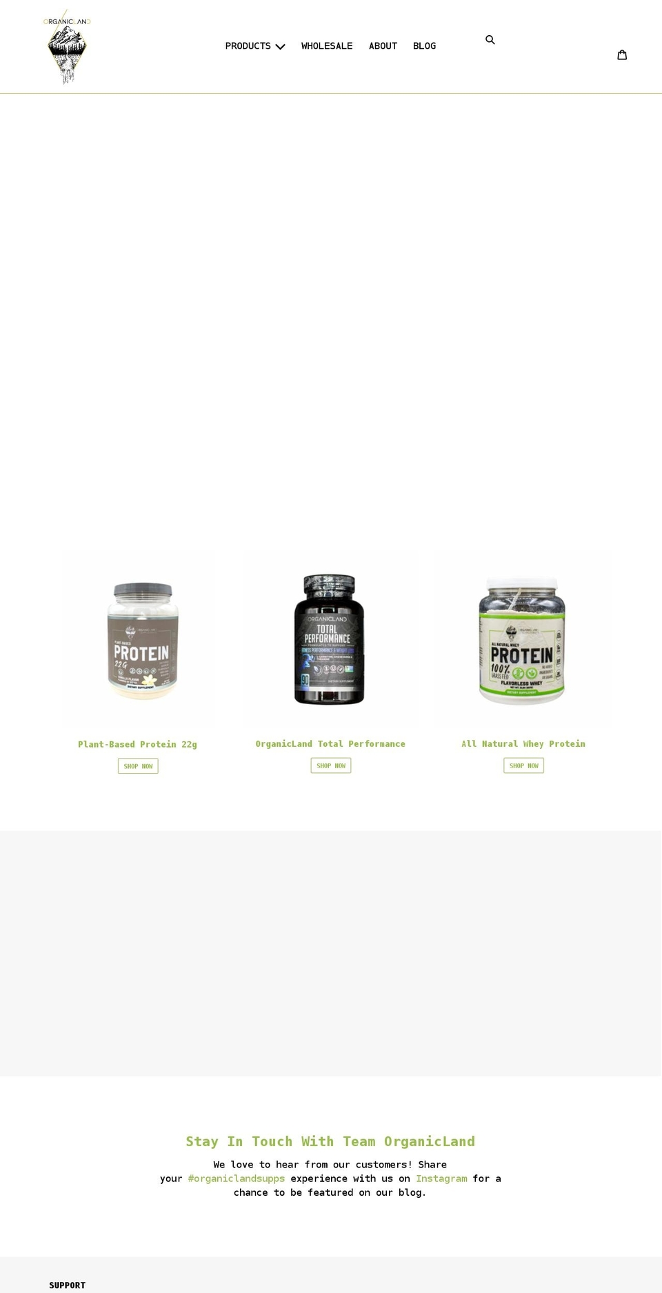 organiclandsupplements.com shopify website screenshot