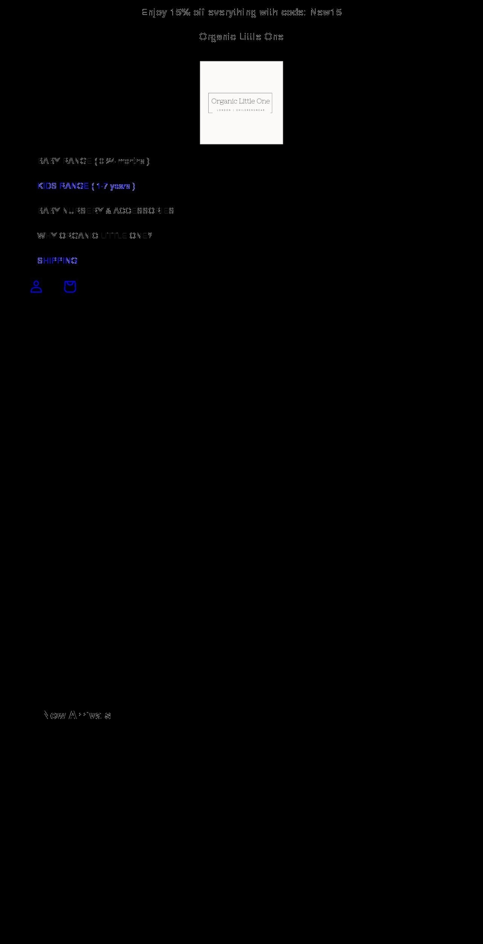 organiclittleone.com shopify website screenshot