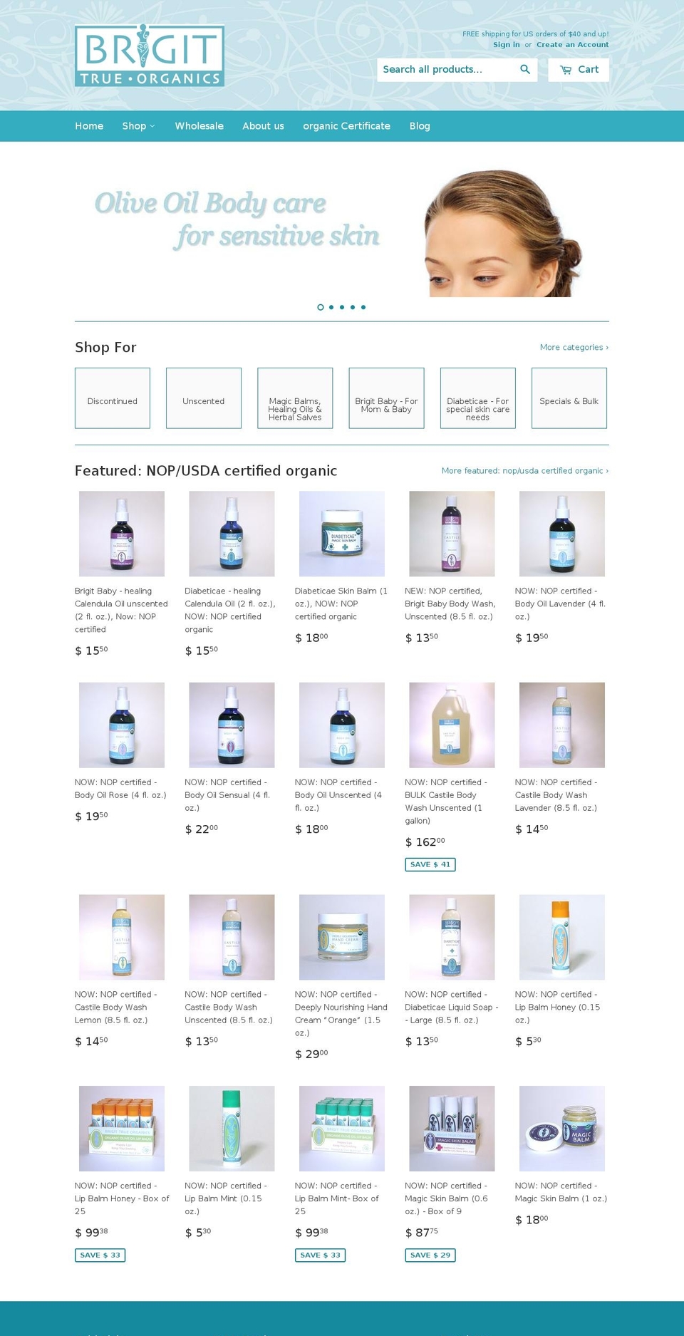 organicoliveoilsoaps.com — Shopify storefront screenshot