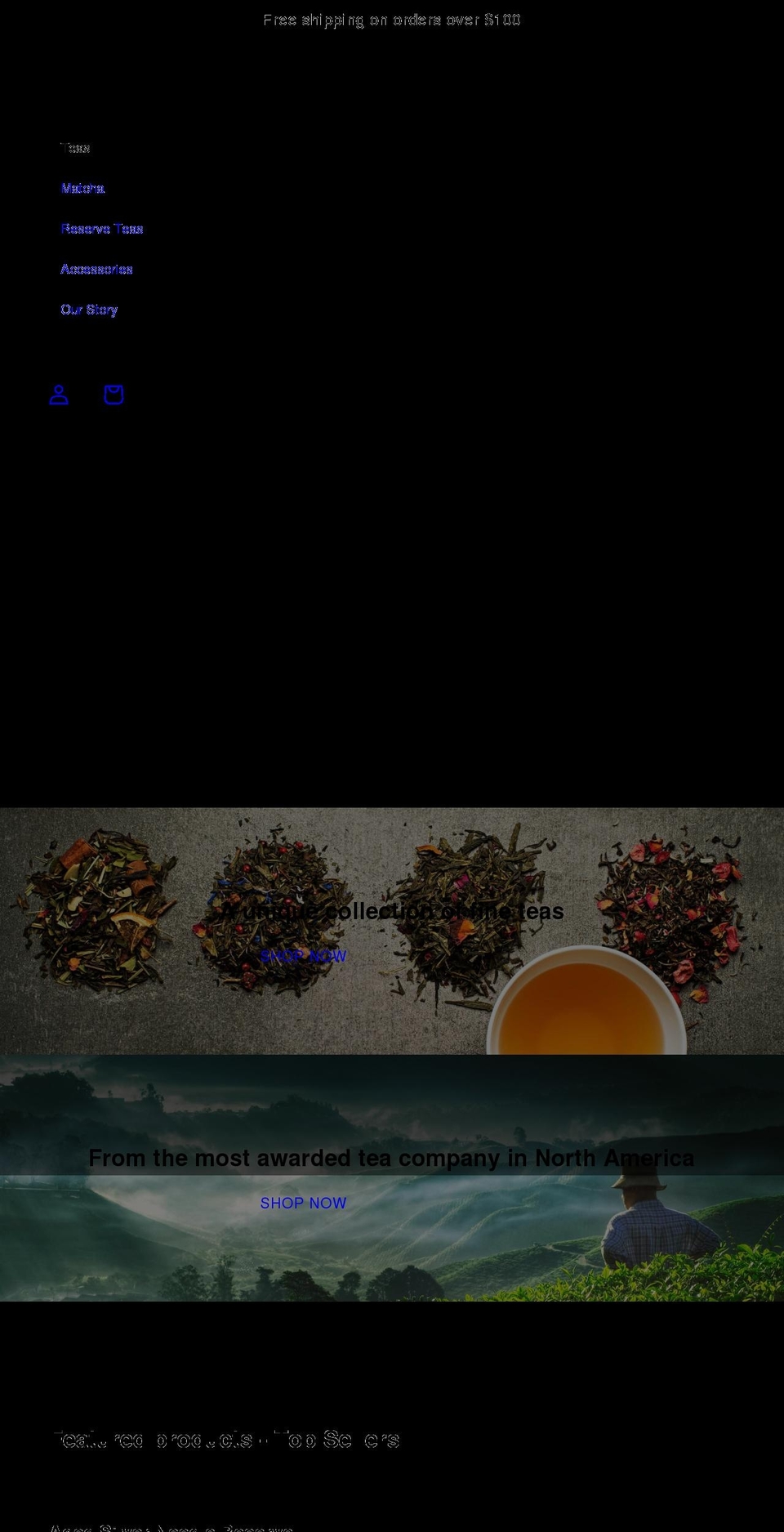 organicoriginstea.com shopify website screenshot