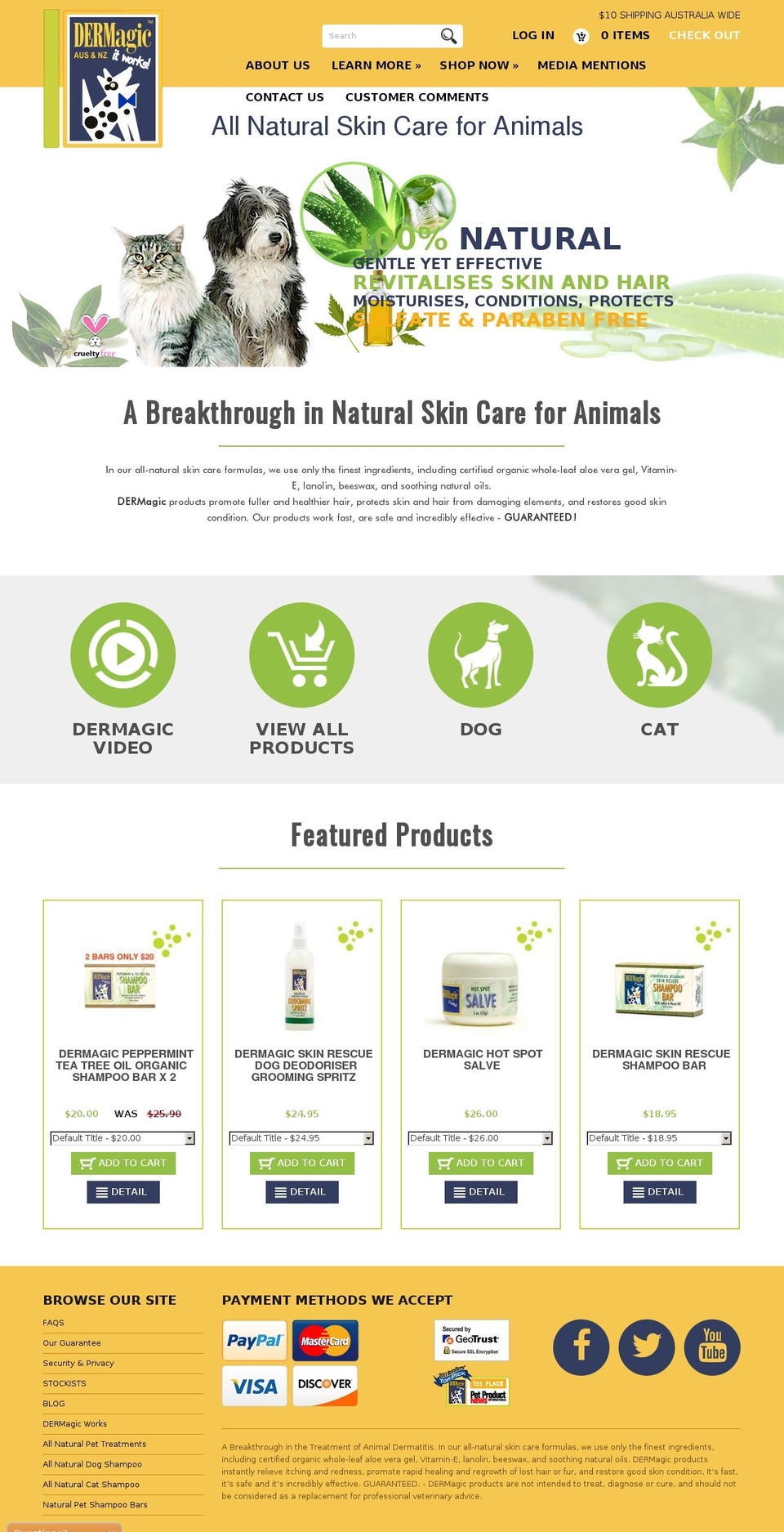 organicpetskincare.com — Shopify storefront screenshot