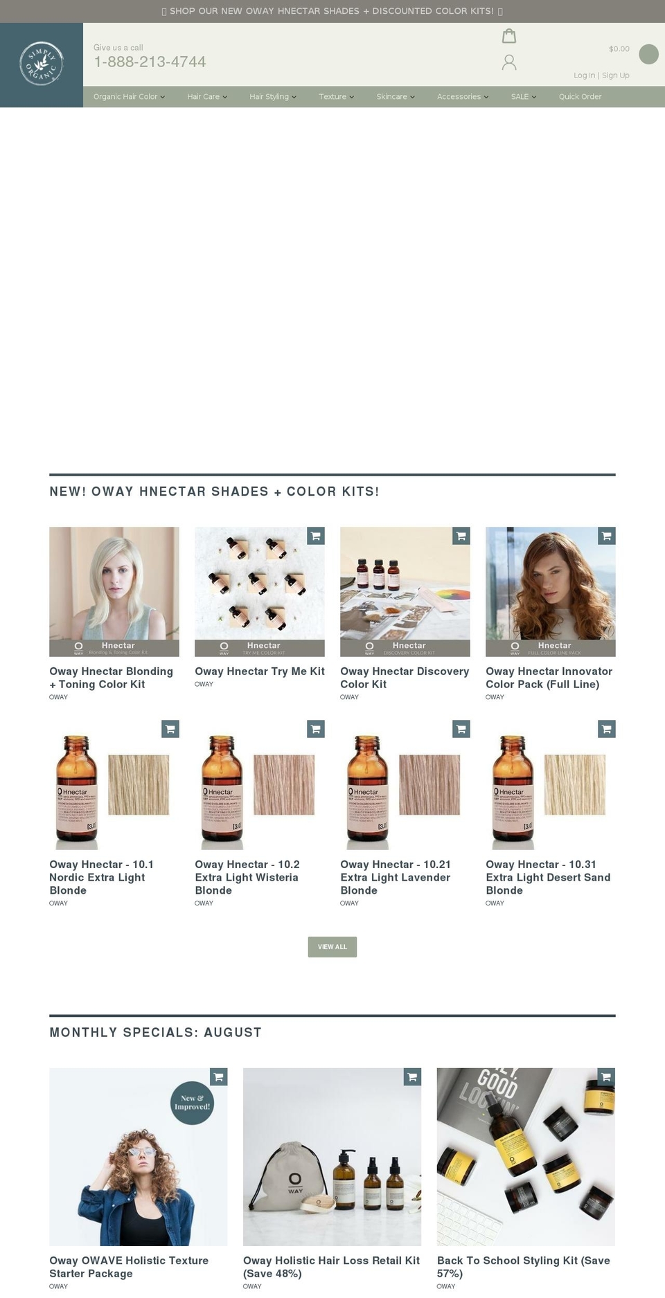 Simply Organic Shopify theme site example organicsalonsystems.com