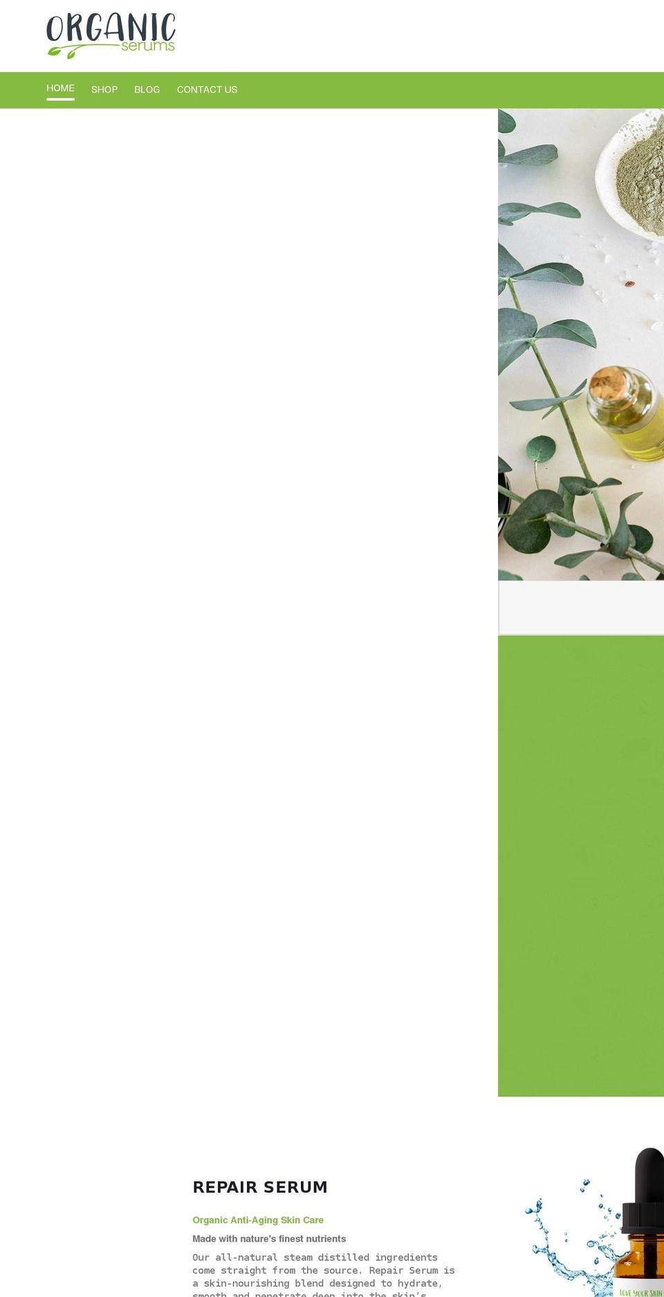 organicserums.com — Shopify storefront screenshot