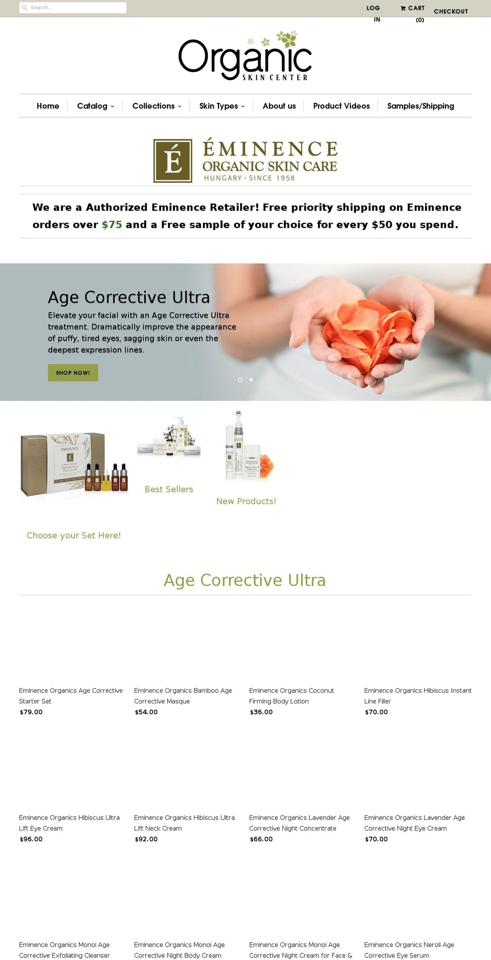 organicskincenter.com shopify website screenshot