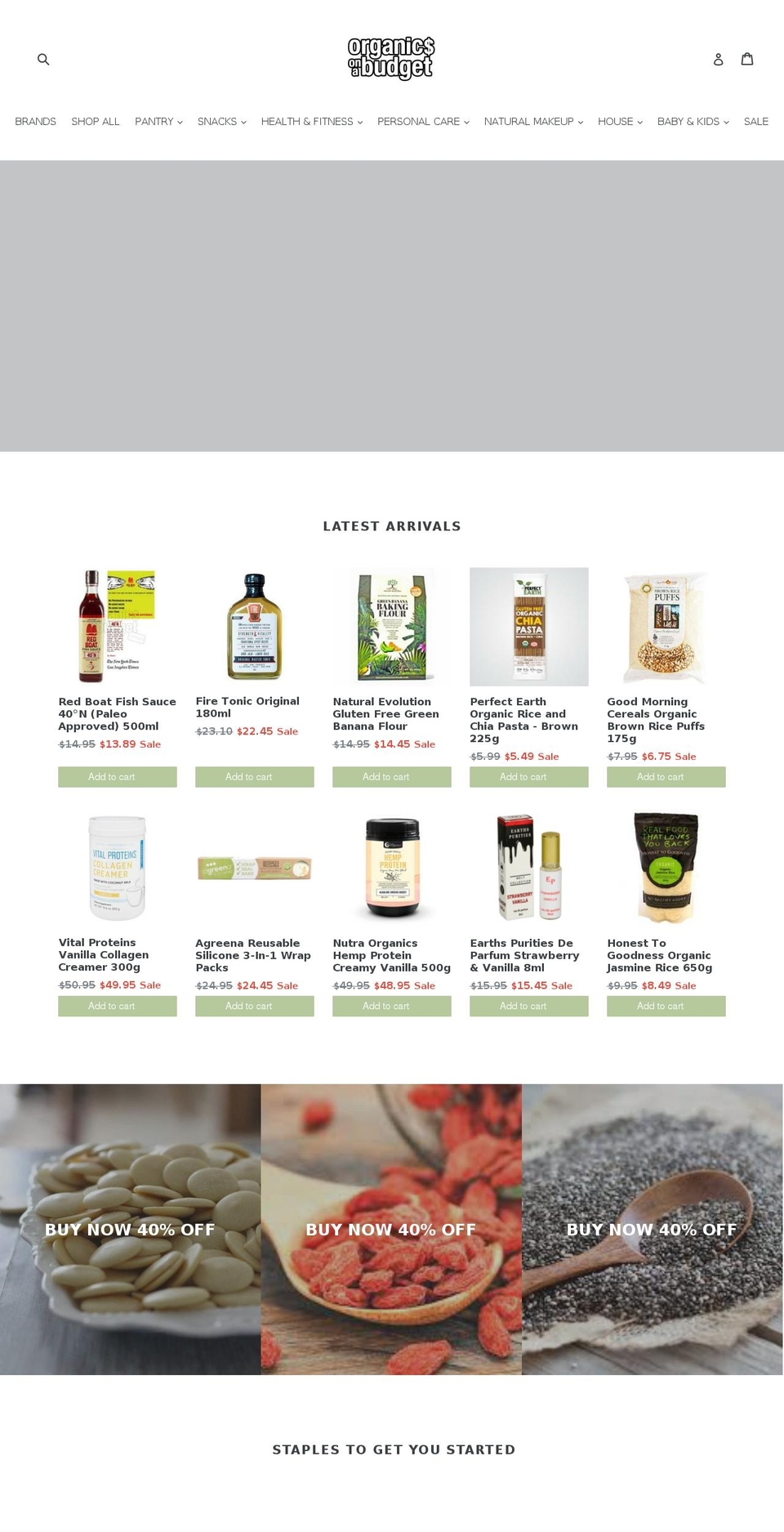 organicsonabudget.com.au shopify website screenshot