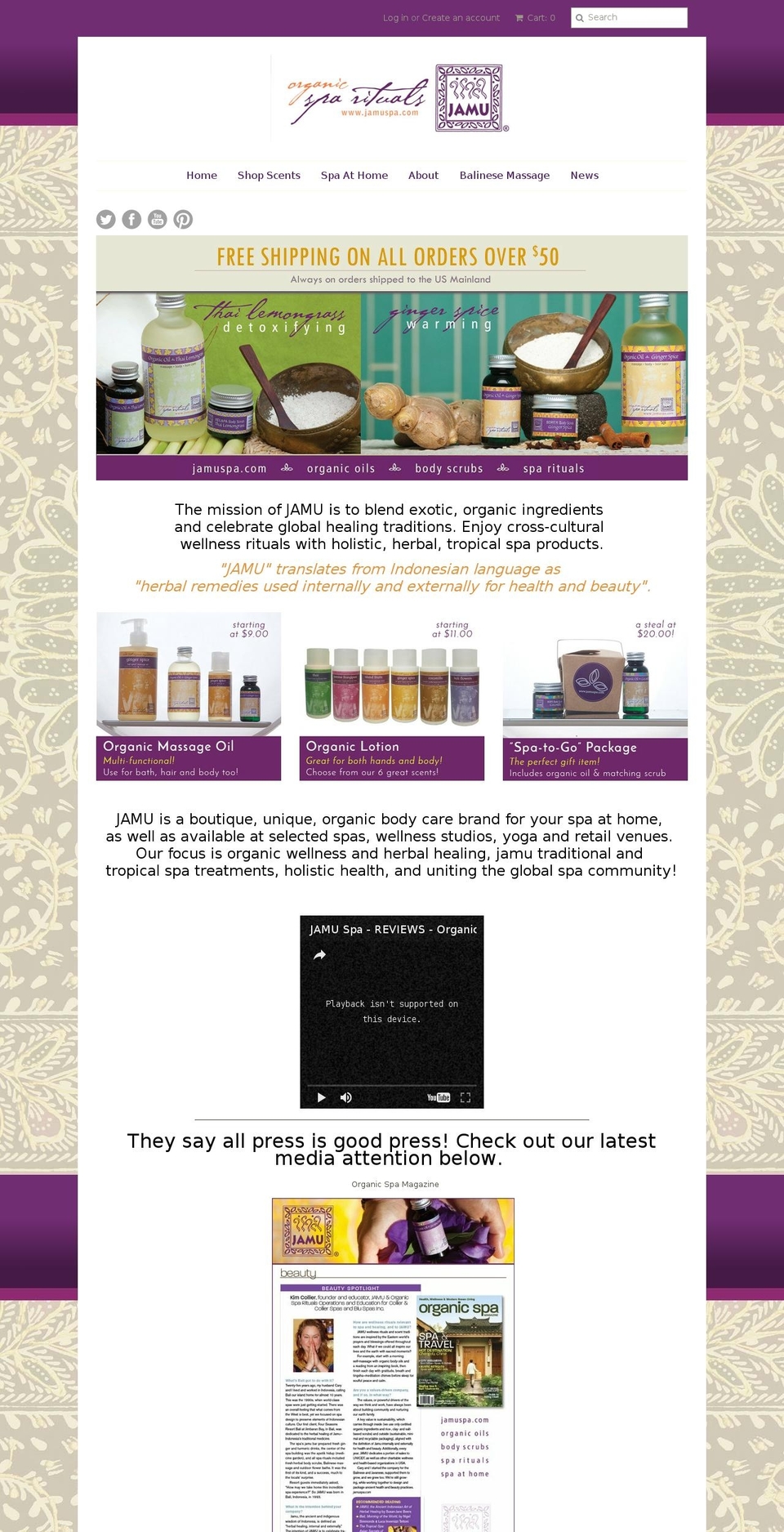 organicsparituals.com shopify website screenshot