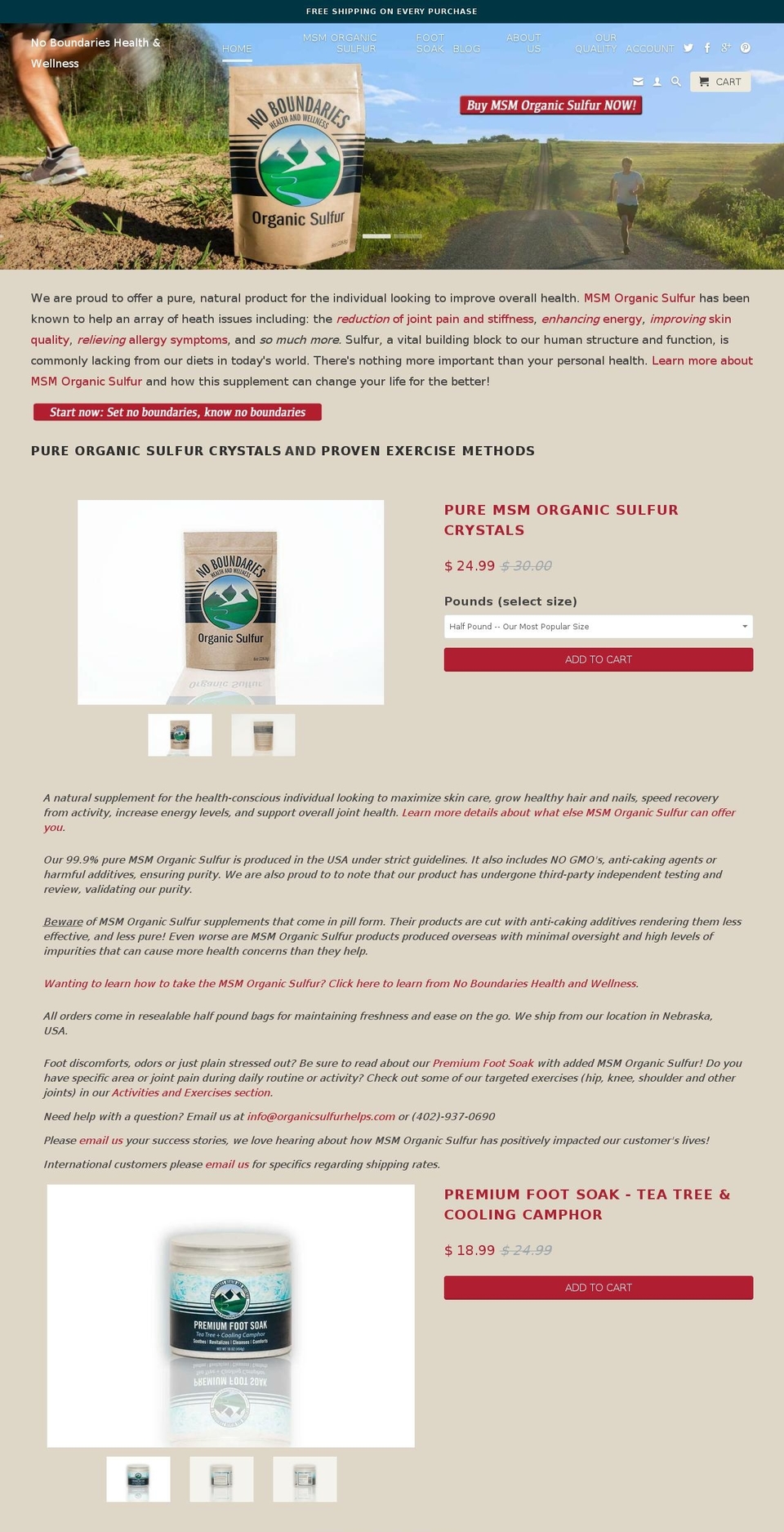 organicsulfurhelps.com shopify website screenshot
