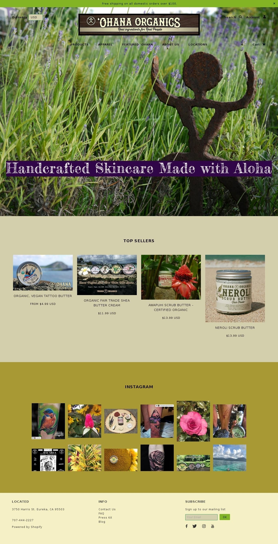 organictattoobutter.com — Shopify storefront screenshot