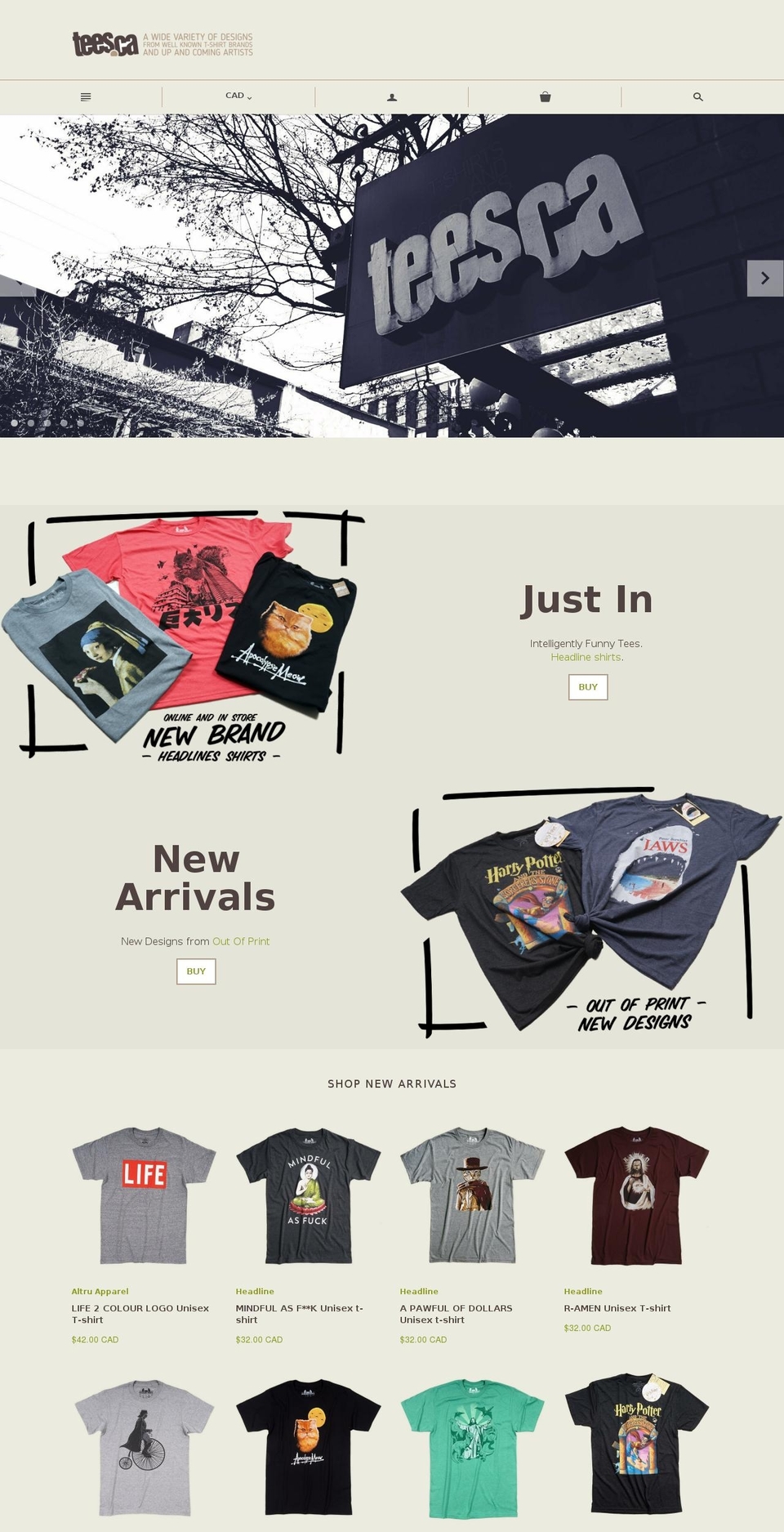 organictees.ca shopify website screenshot