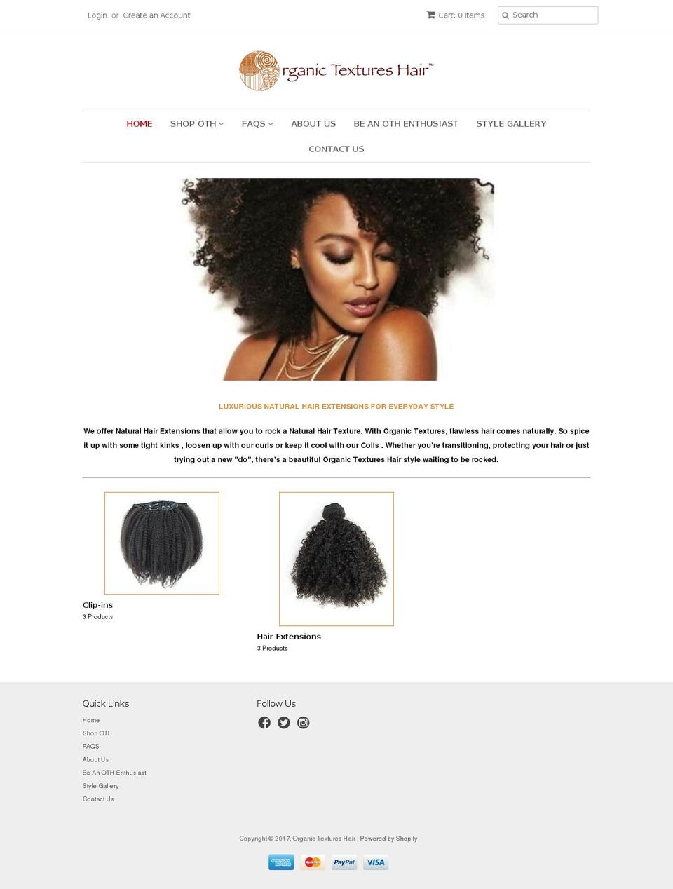 organictextureshair.com shopify website screenshot