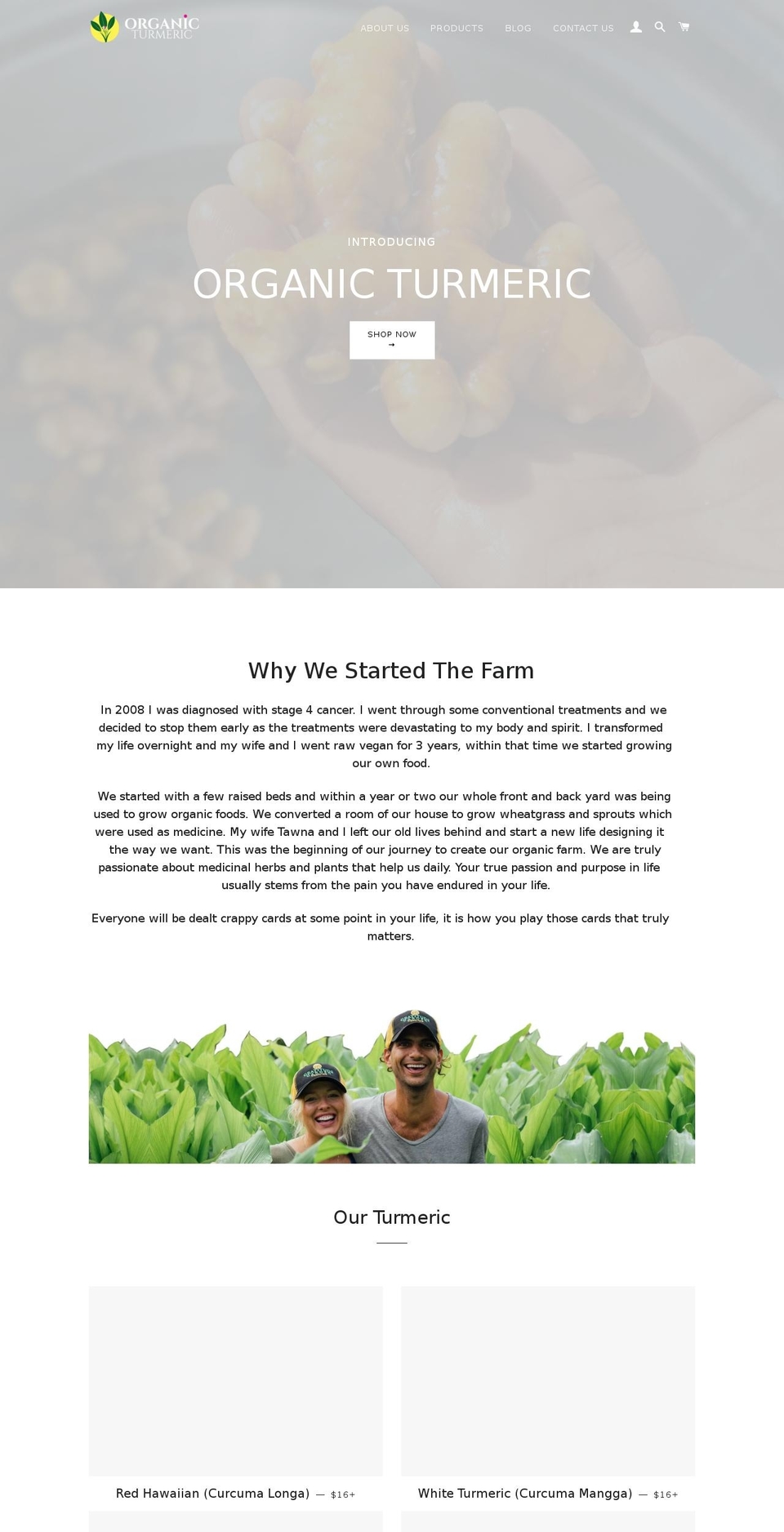 organicturmeric.com — Shopify storefront screenshot