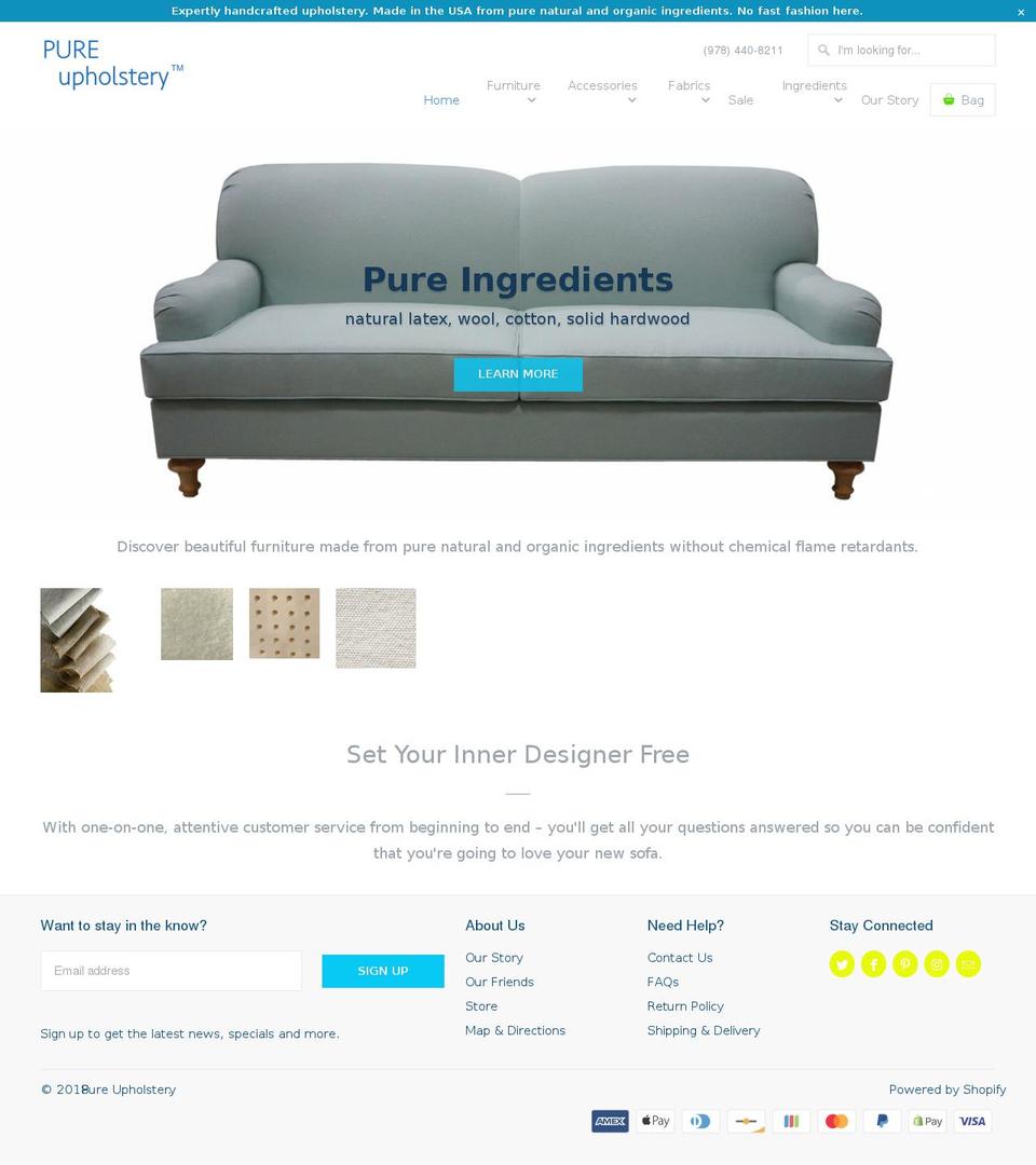 organicupholsteredfurniture.com — Shopify storefront screenshot