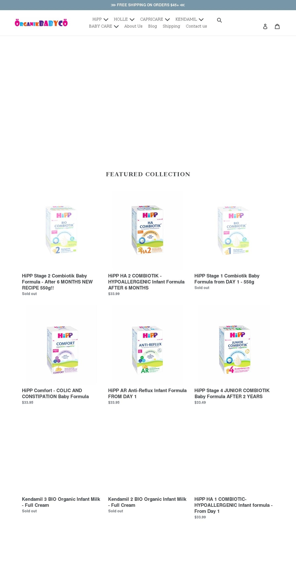 organikbabyco.com shopify website screenshot