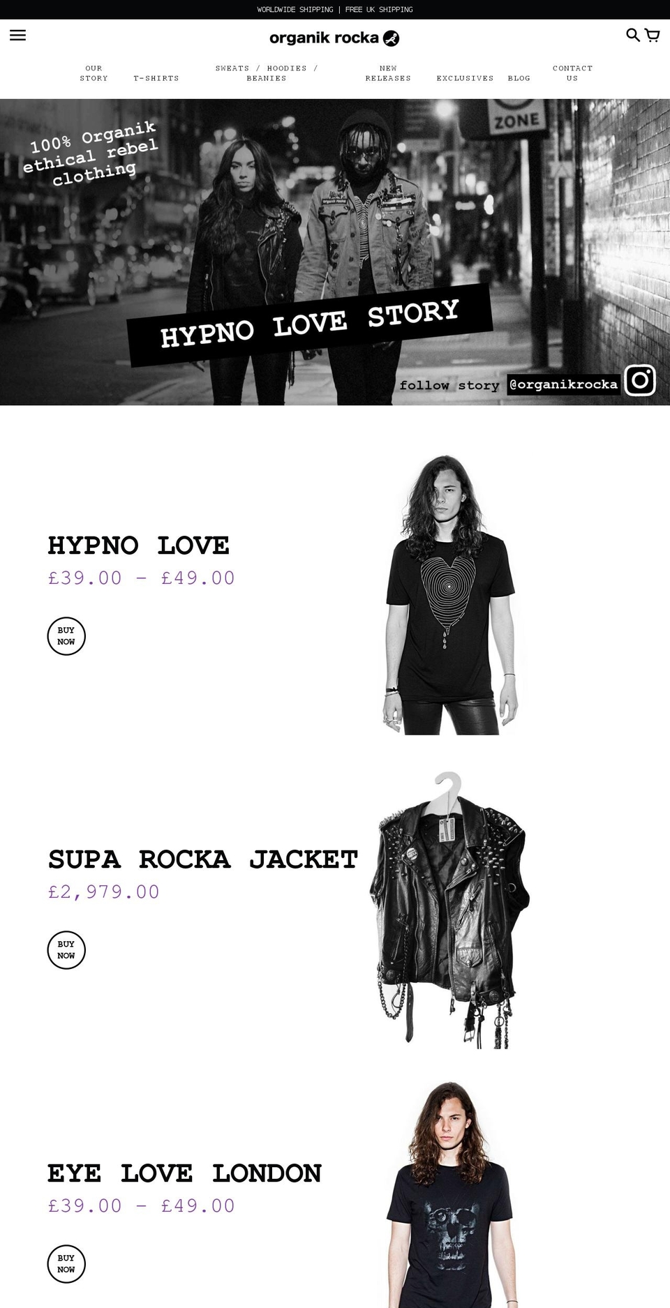 organikrockaclothing.com — Shopify storefront screenshot