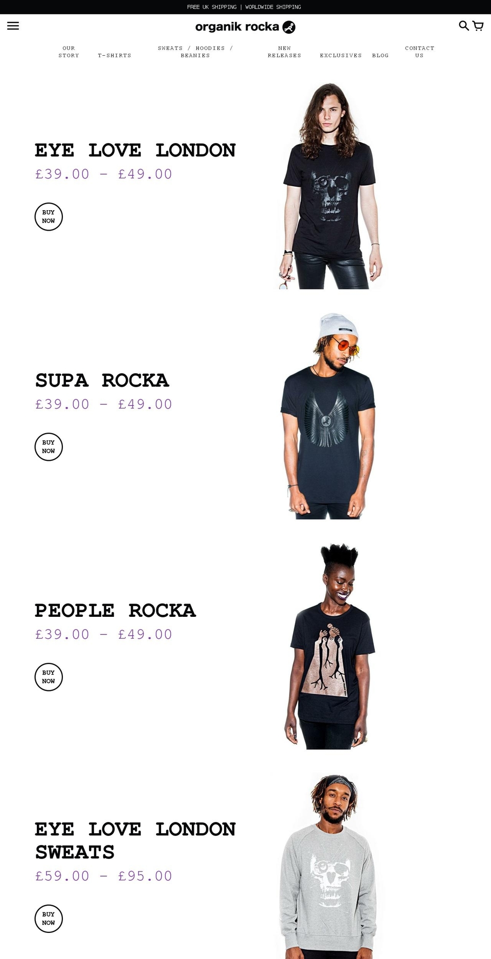 organikrockatshirts.com — Shopify storefront screenshot