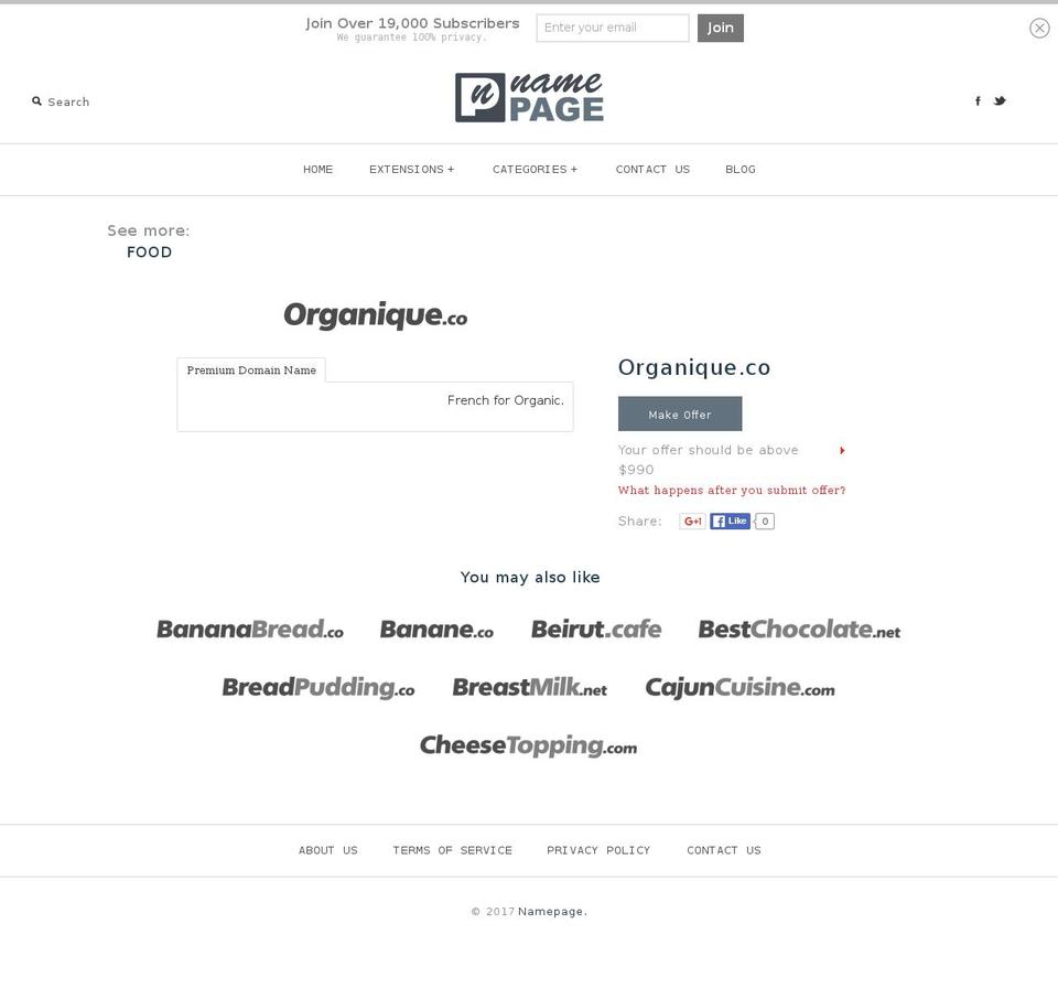 organique.co shopify website screenshot