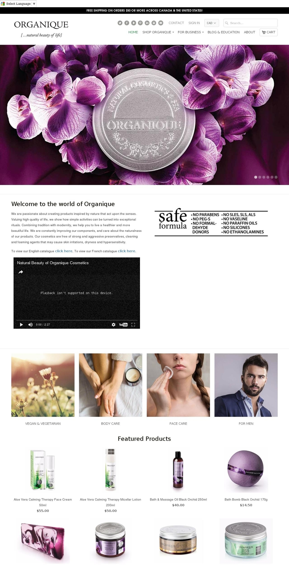 organiqueboutique.com shopify website screenshot