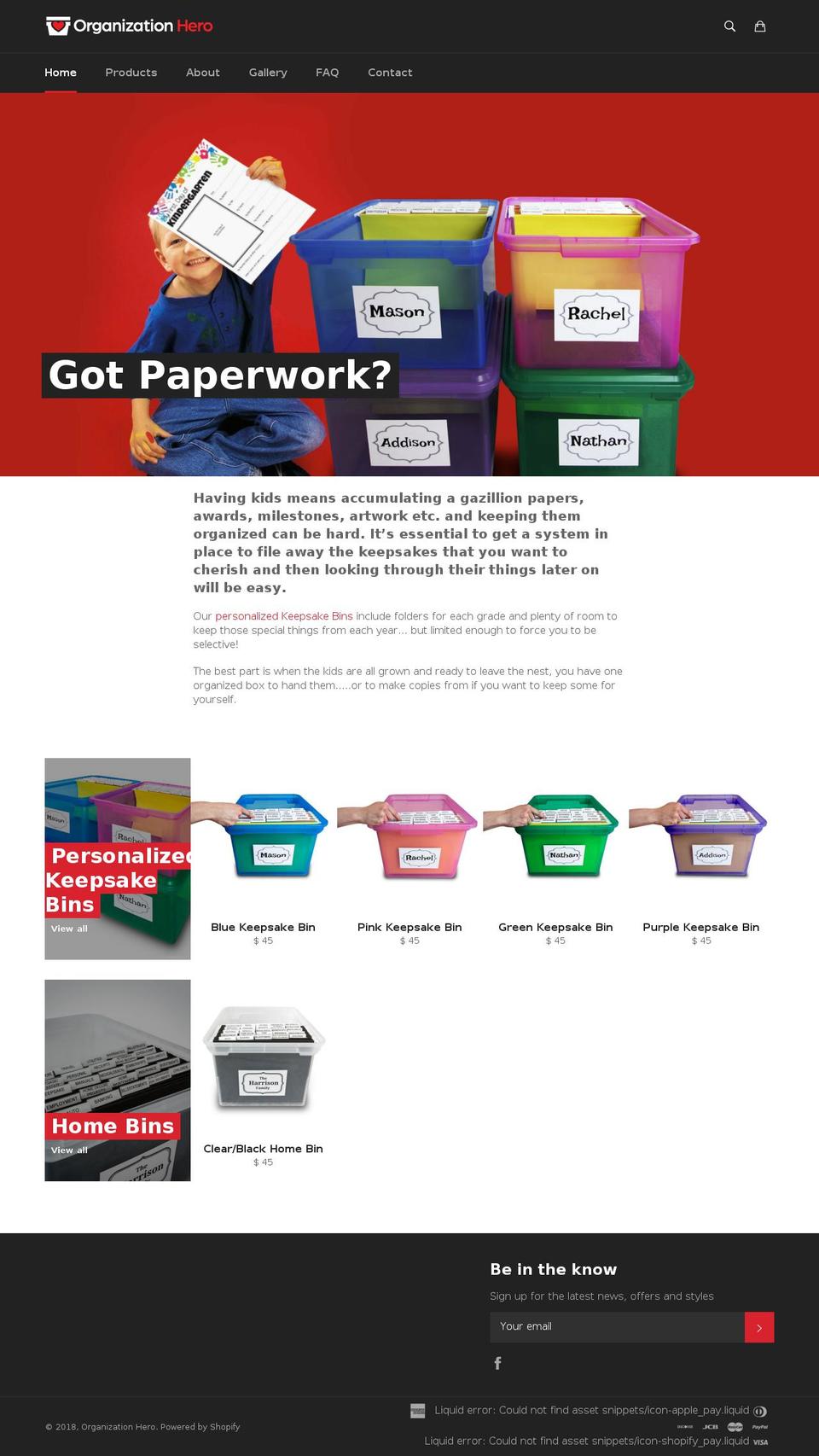 organizationhero.com — Shopify storefront screenshot