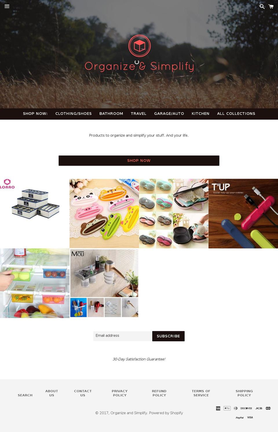 organizeandsimplify.net shopify website screenshot
