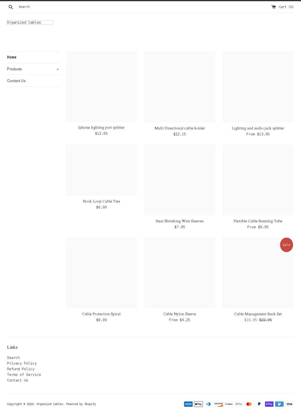 organizedcables.com shopify website screenshot