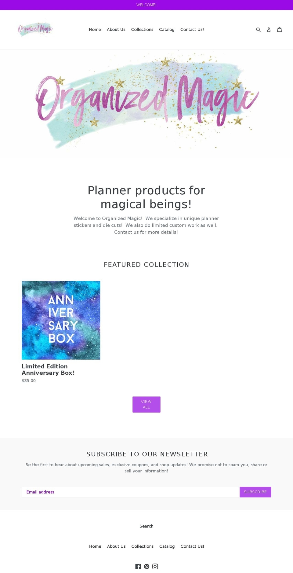 organizedmagic.net shopify website screenshot