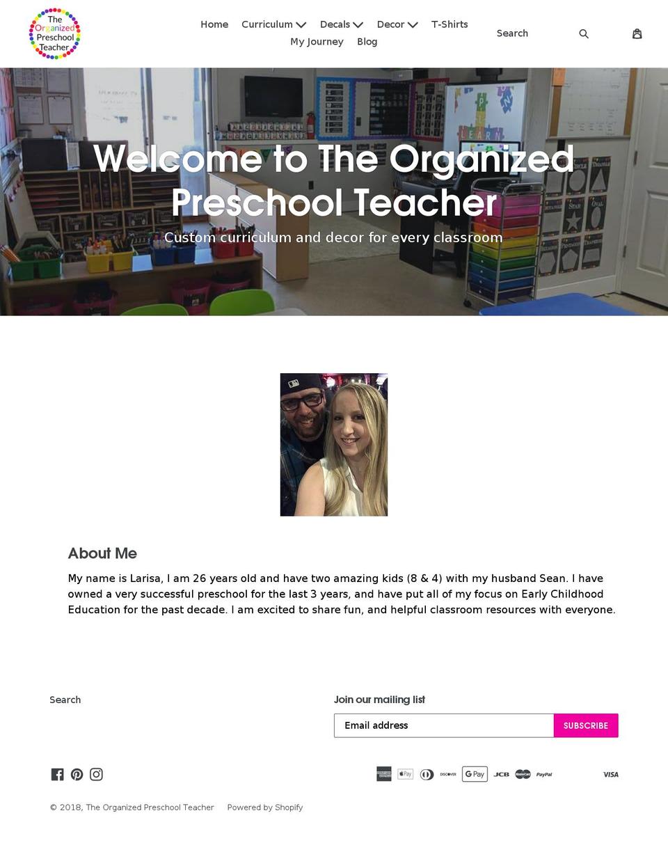 organizedpreschoolteacher.com — Shopify storefront screenshot