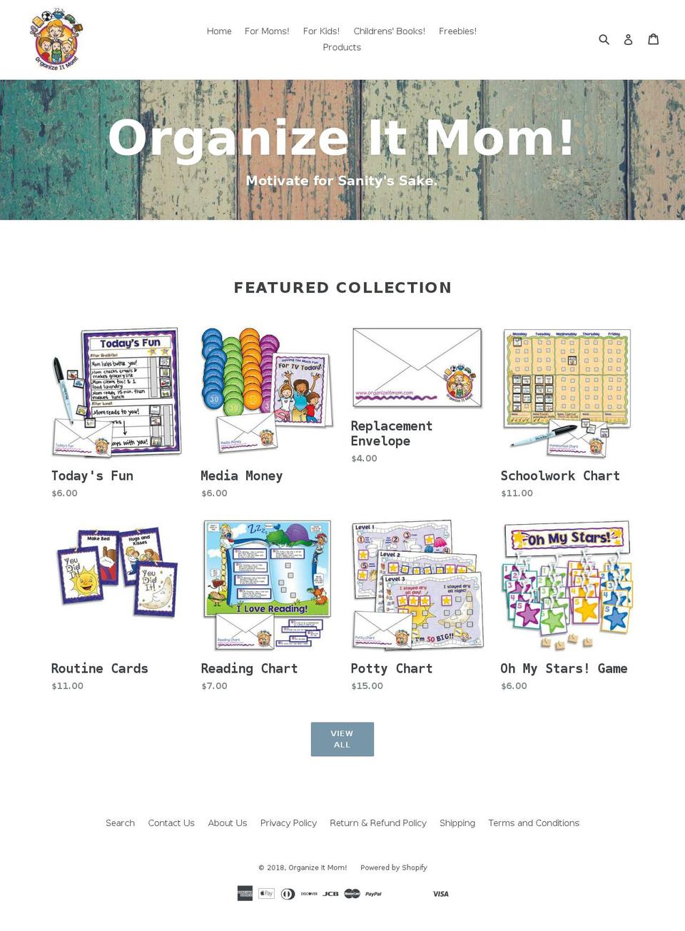 organizeitmom.com — Shopify storefront screenshot
