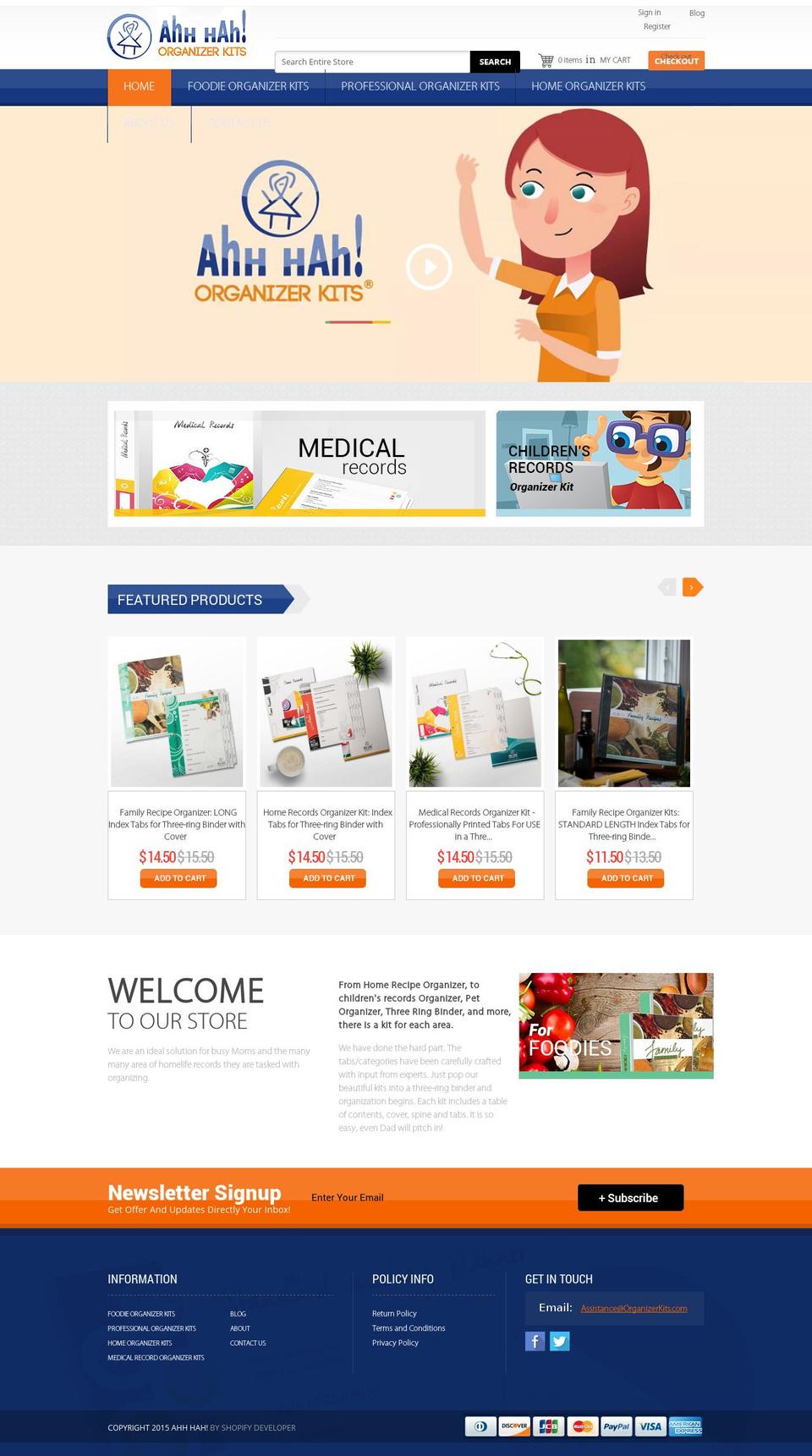 organizer Shopify theme site example organizerkits.com