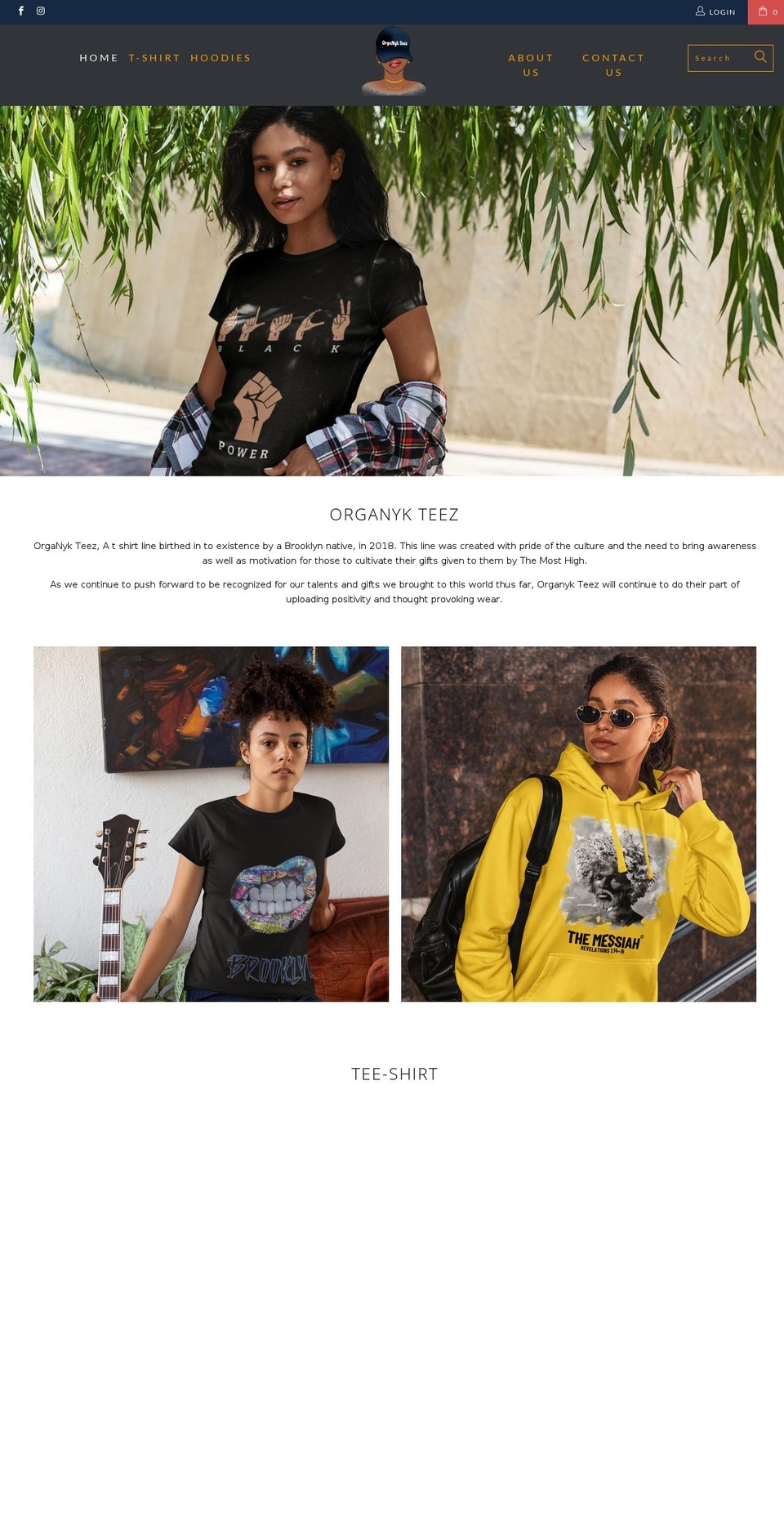 organykteez.com shopify website screenshot