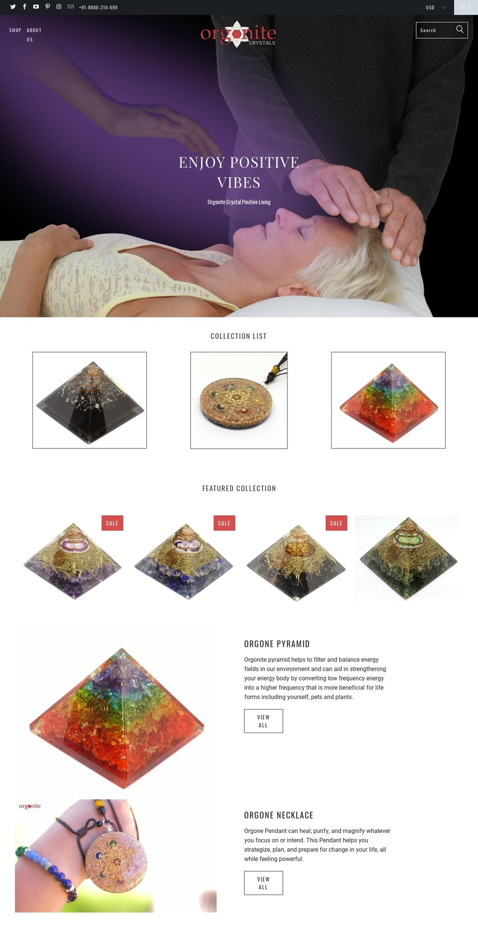 orgonitecrystal.com shopify website screenshot
