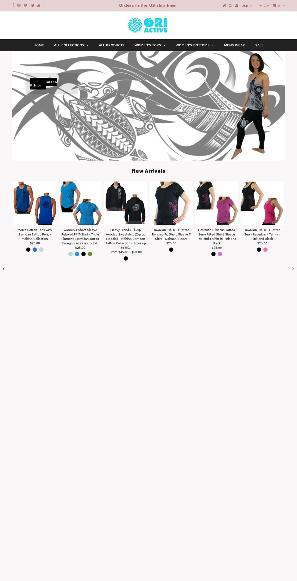 oriactive.com shopify website screenshot