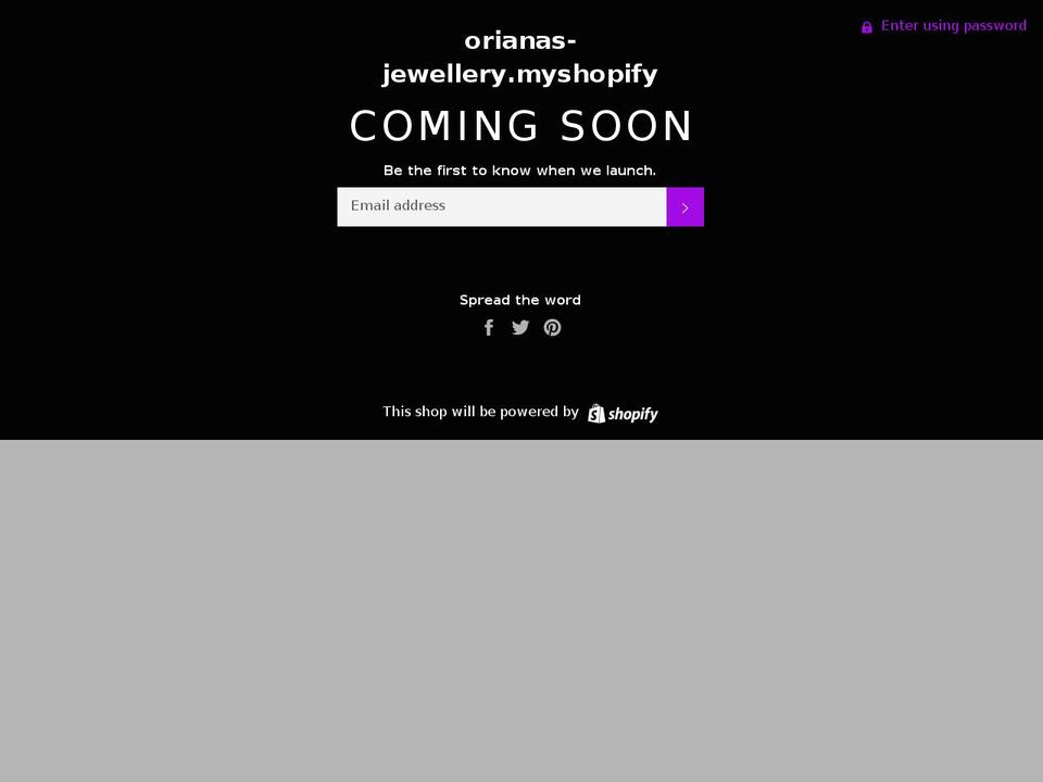 orianasjewellery.com shopify website screenshot