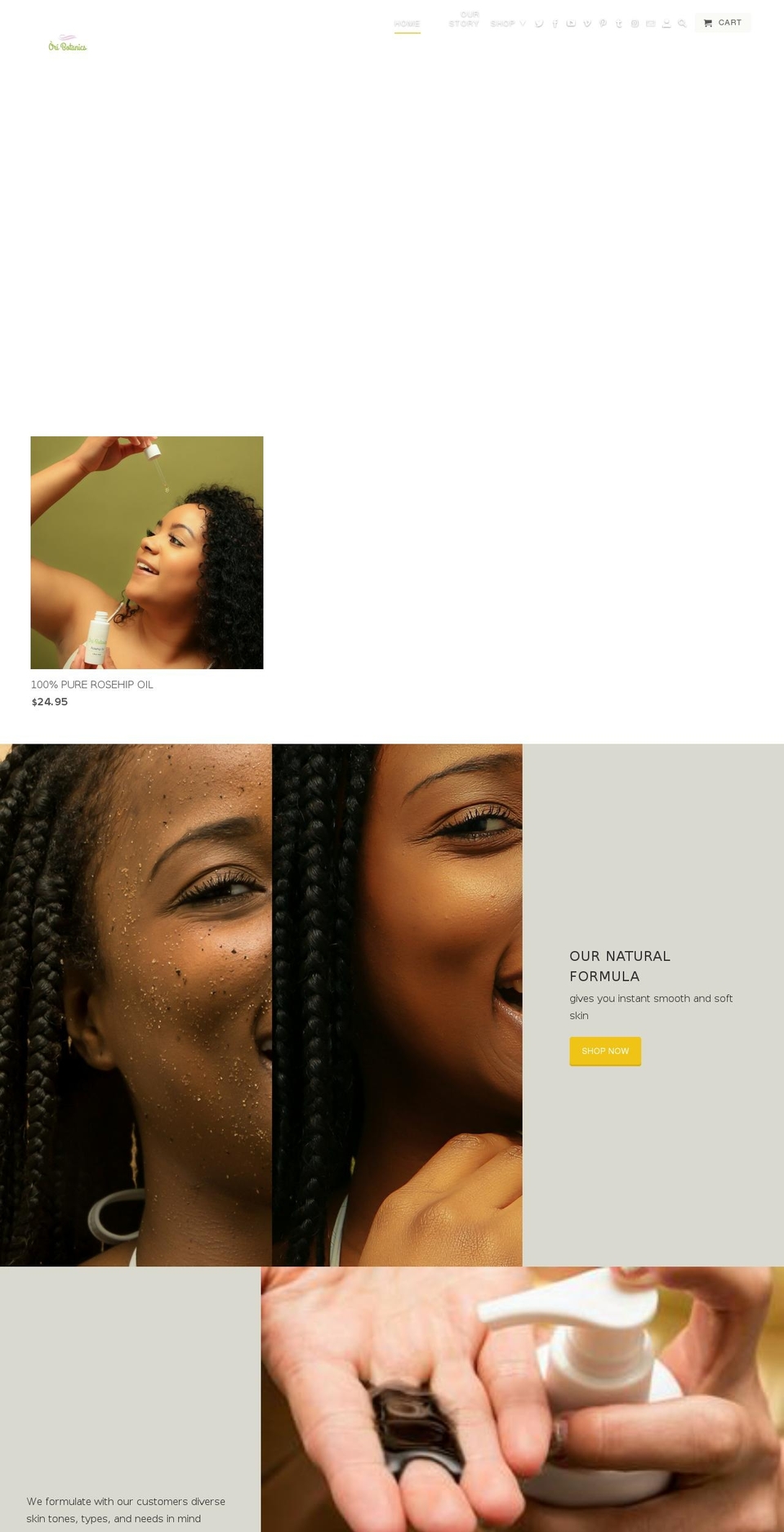 oribotanics.com — Shopify storefront screenshot