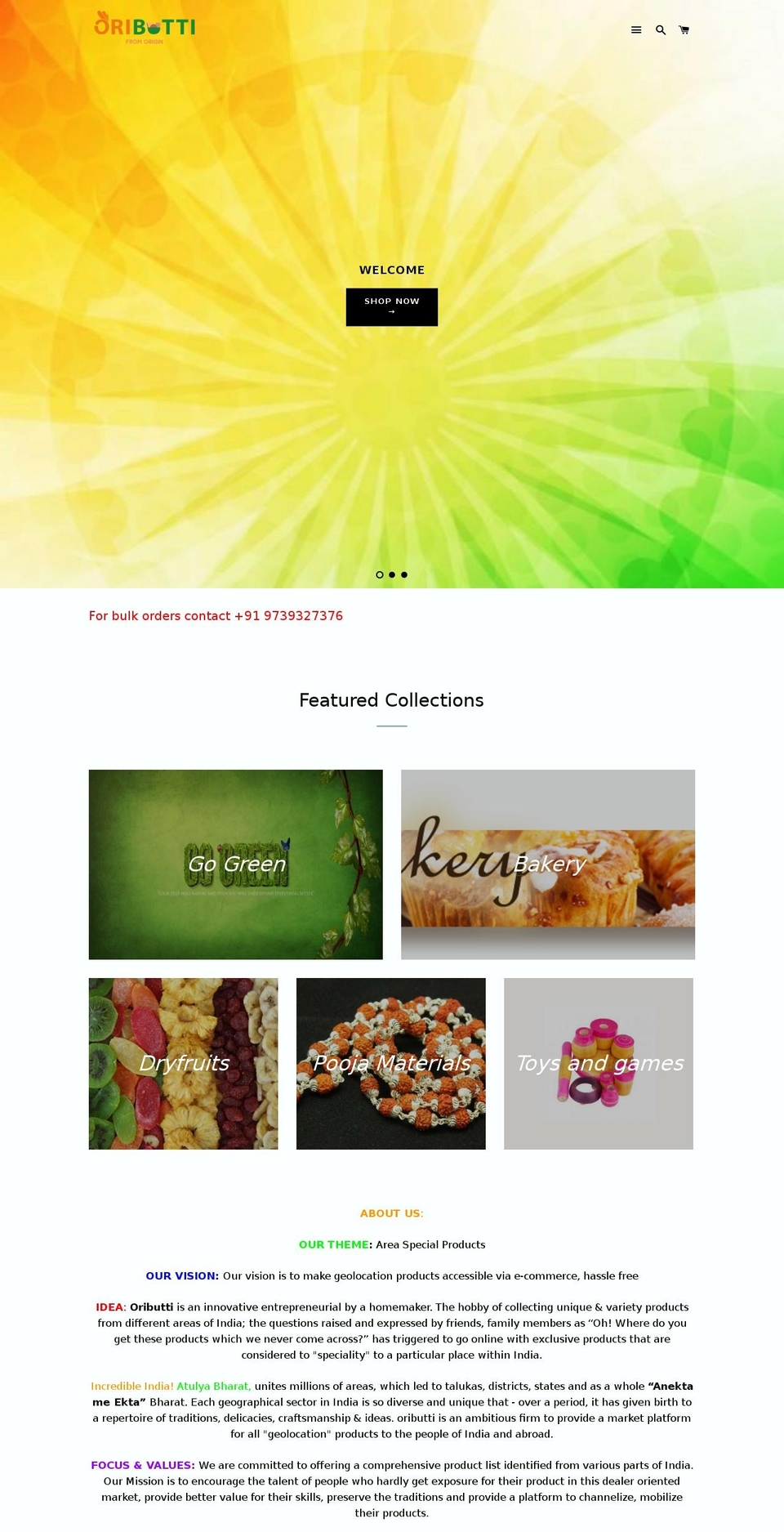 oributti.com — Shopify storefront screenshot