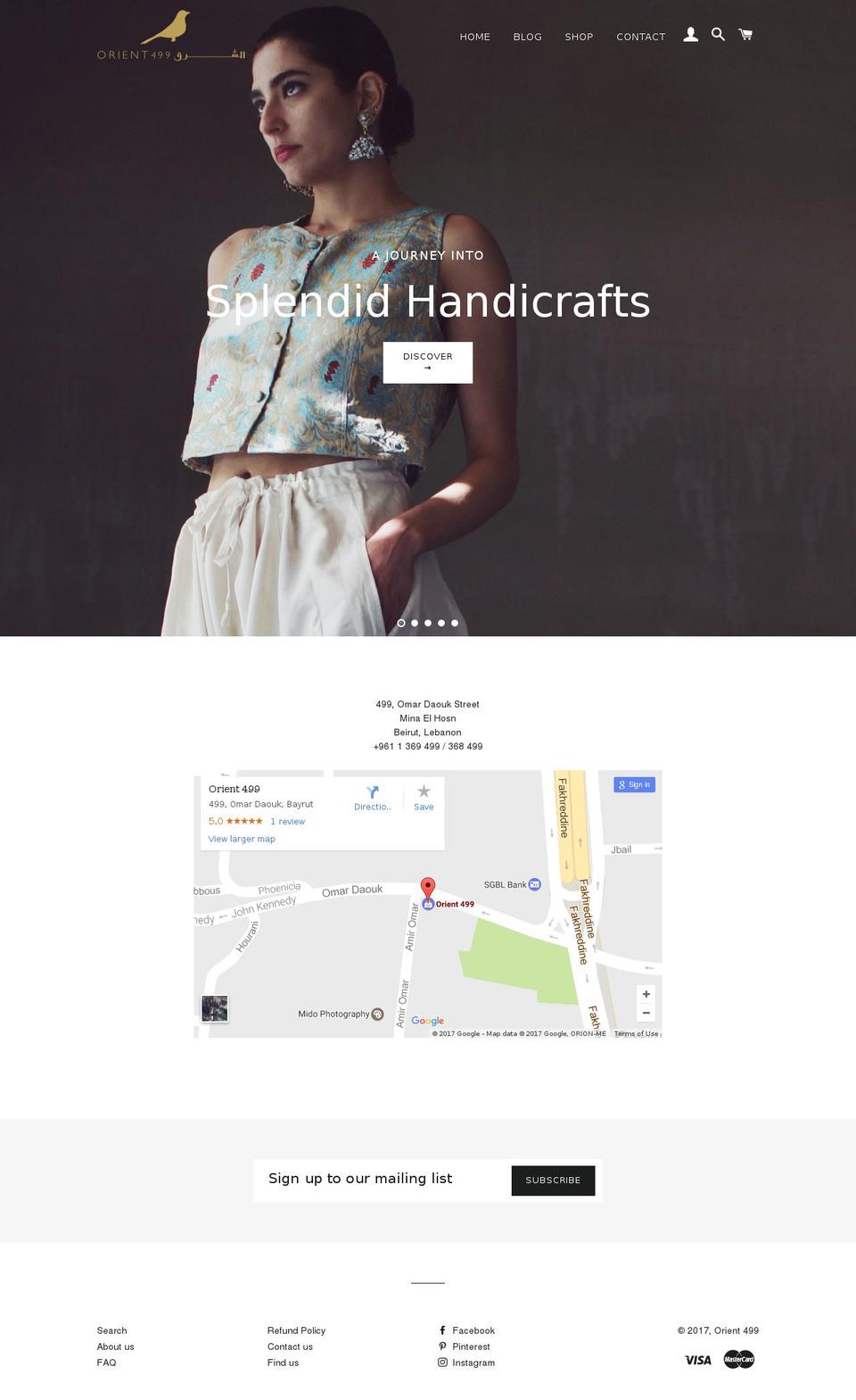 orient499.com shopify website screenshot