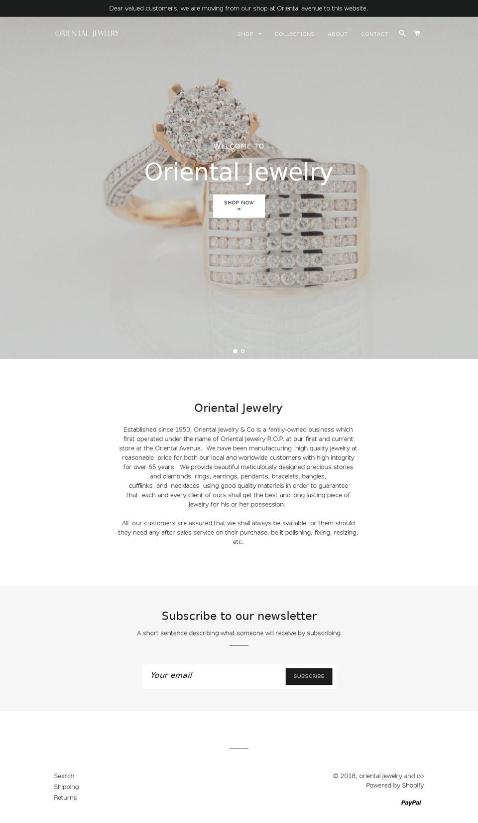 oriental-jewelry.com — Shopify storefront screenshot