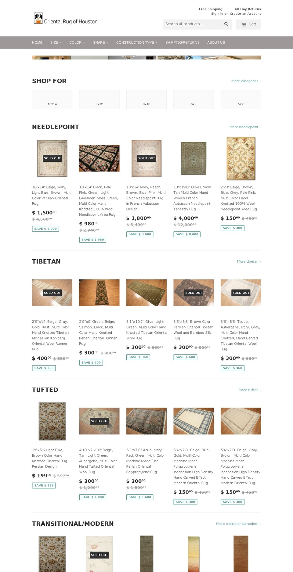 orientalrugofhouston.com — Shopify storefront screenshot