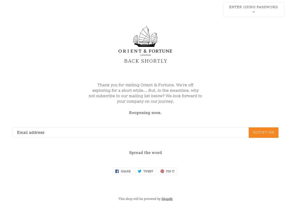 orientandfortune.com — Shopify storefront screenshot