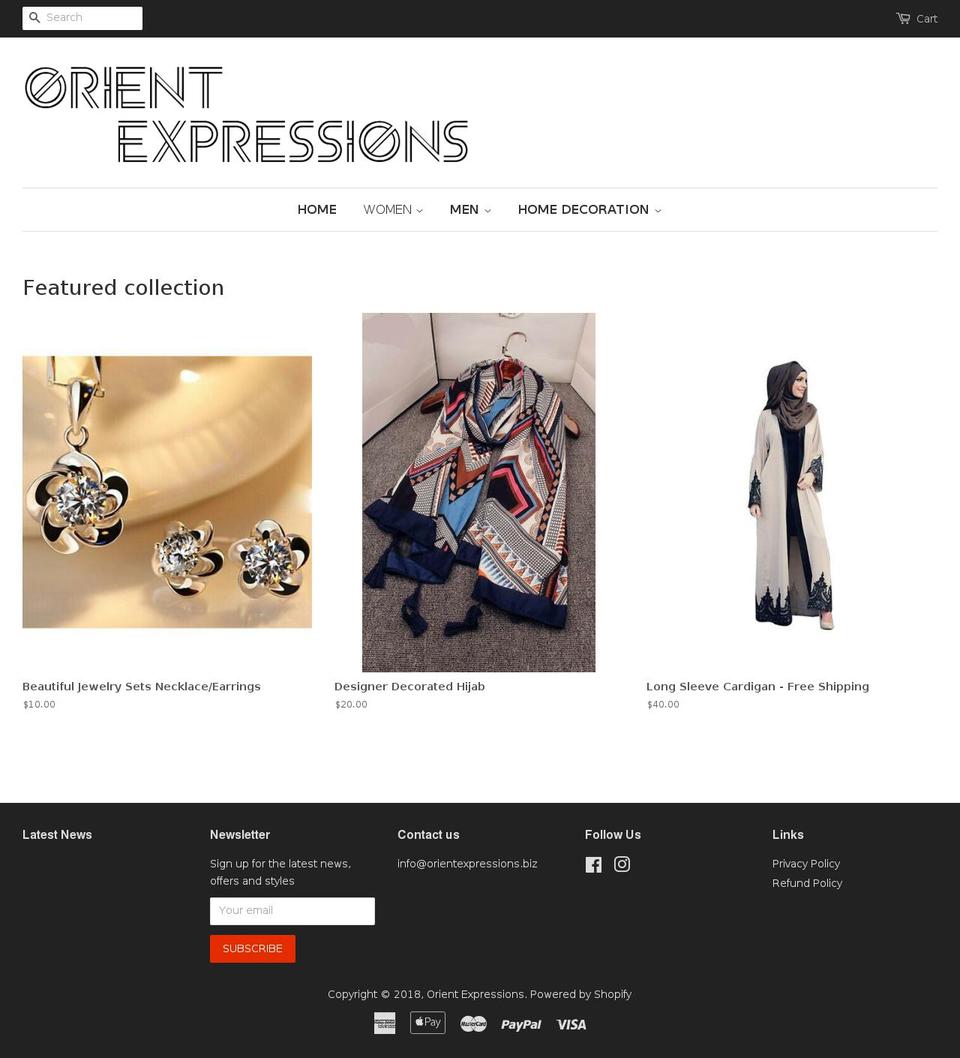 orientexpressions.biz shopify website screenshot