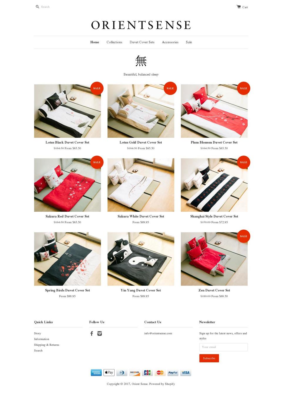 orientsense.com shopify website screenshot