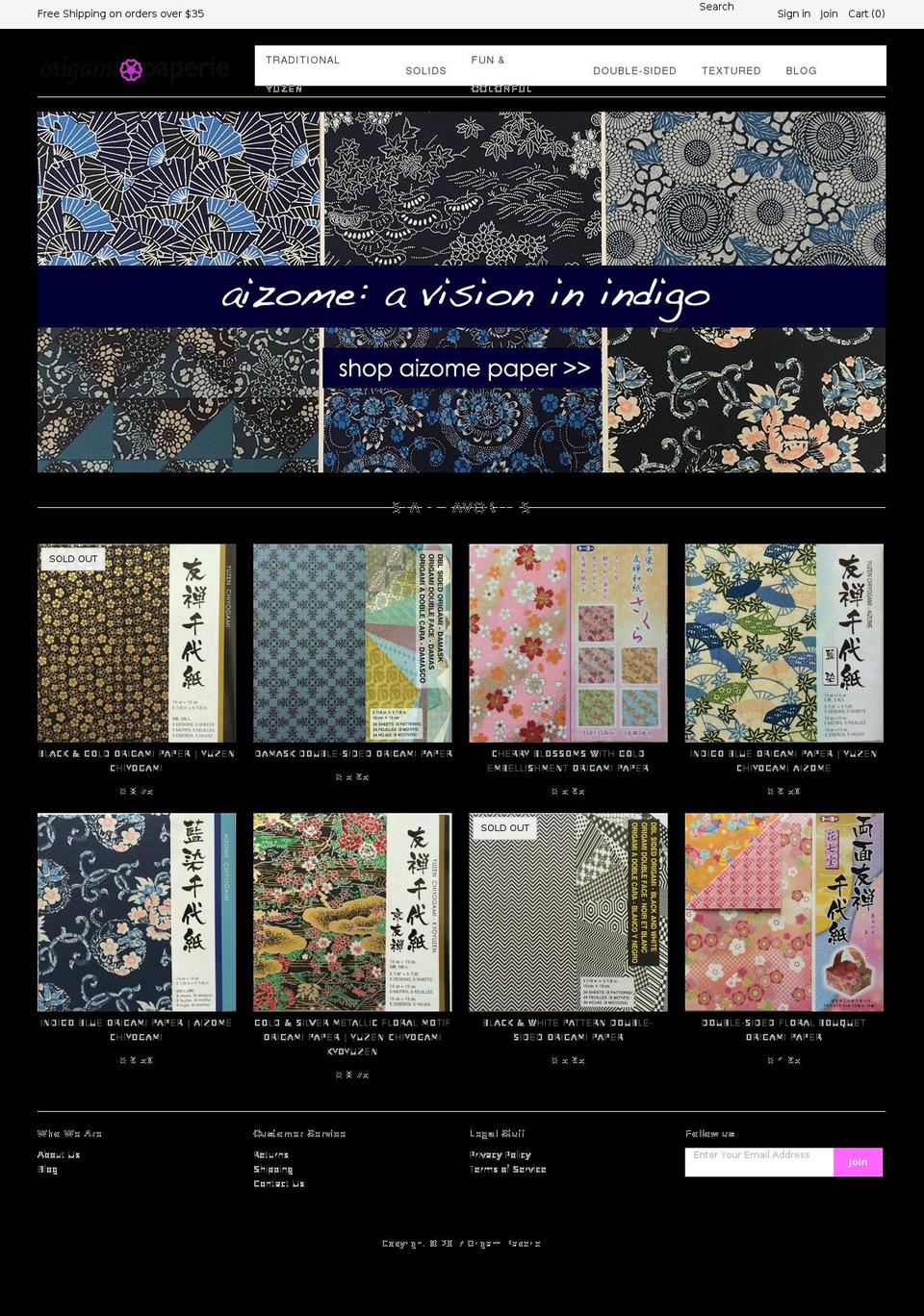 origamipaperie.com shopify website screenshot