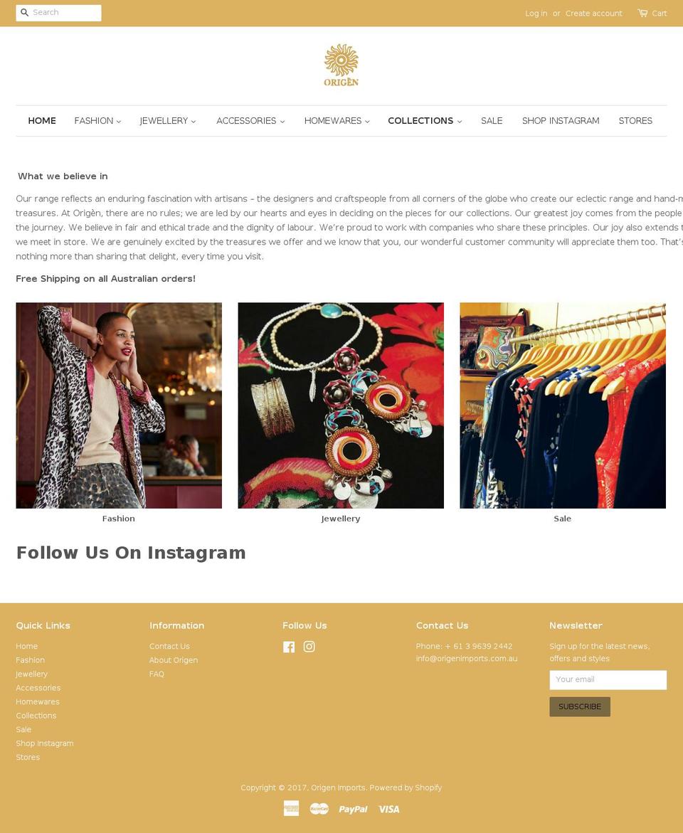 origenimports.com.au shopify website screenshot