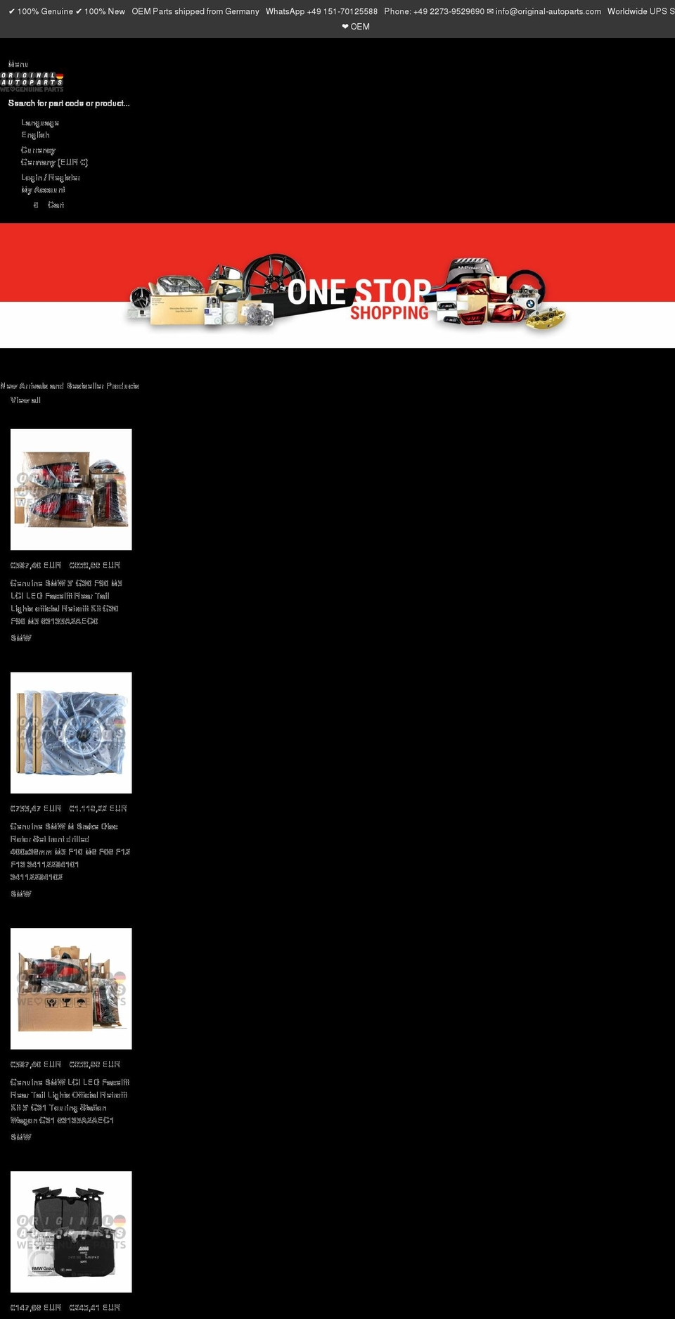 original-autoparts.com shopify website screenshot