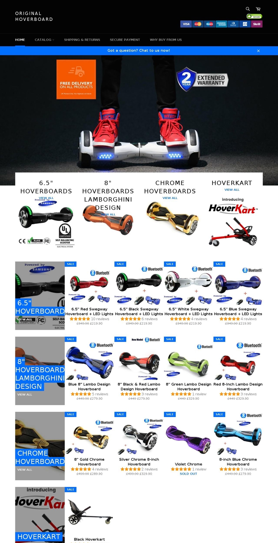 original-hoverboard.com shopify website screenshot