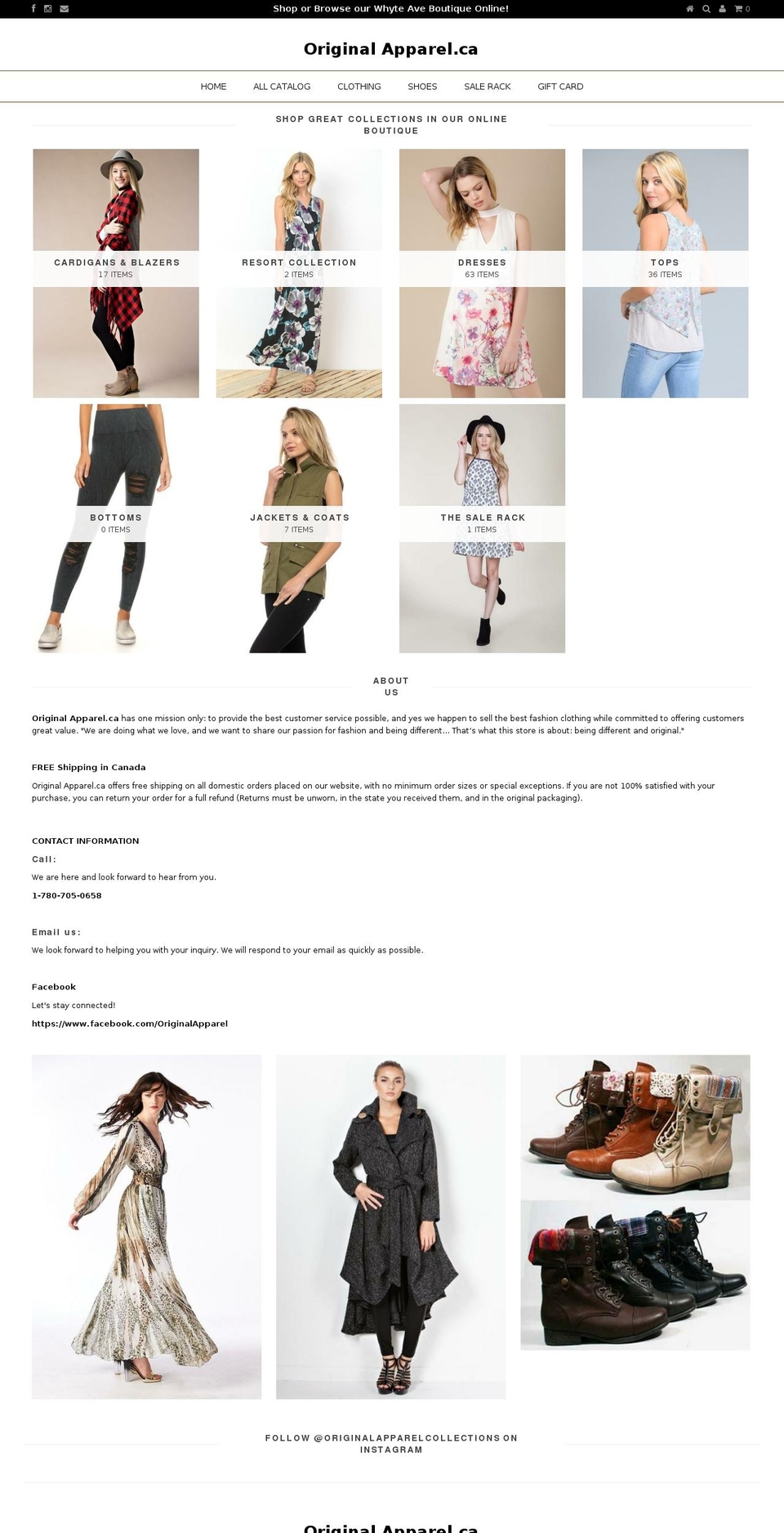 originalapparel.ca shopify website screenshot