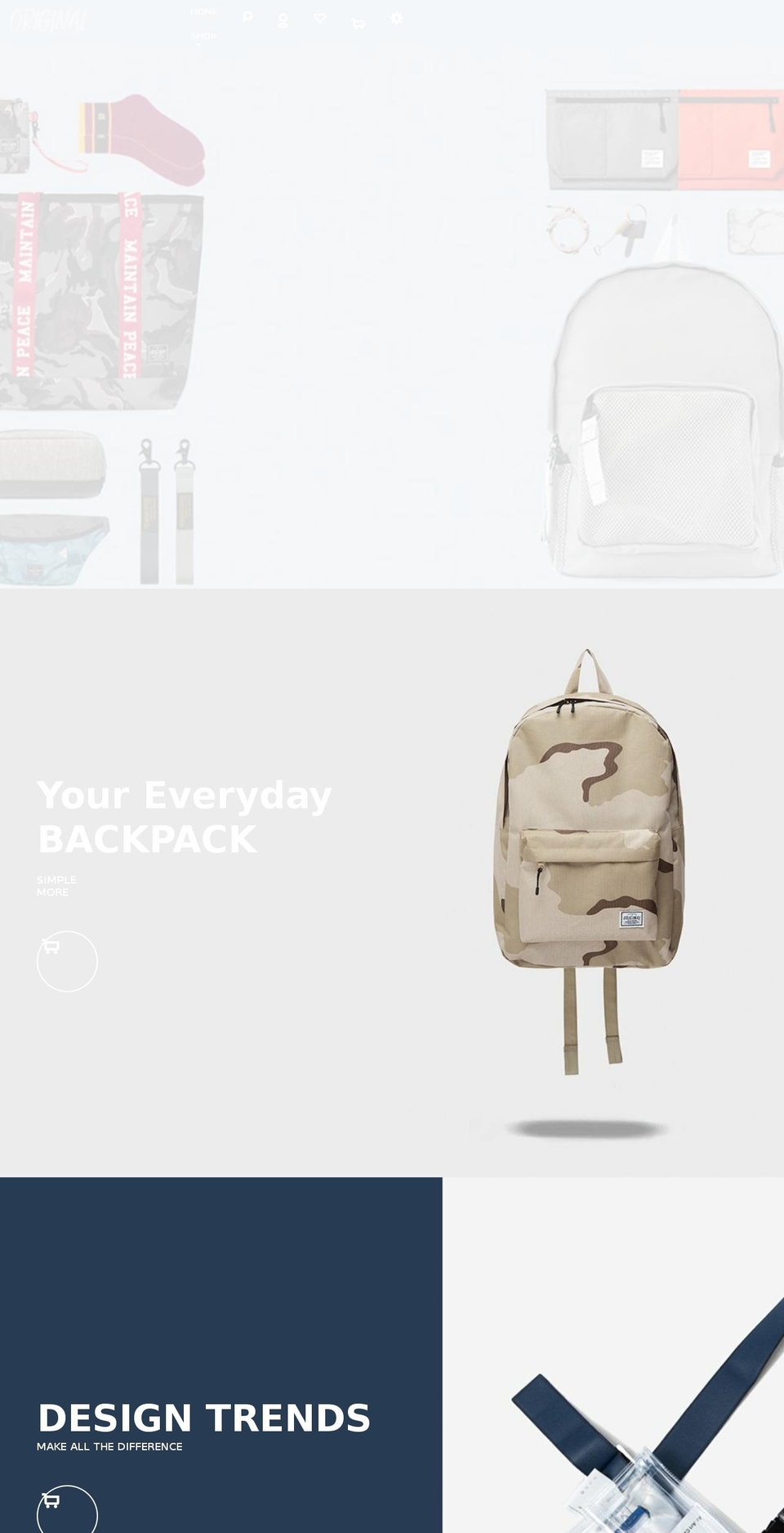 originalbackpack.com shopify website screenshot