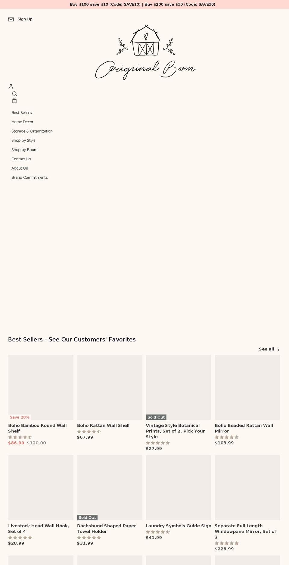 originalbarn.com shopify website screenshot