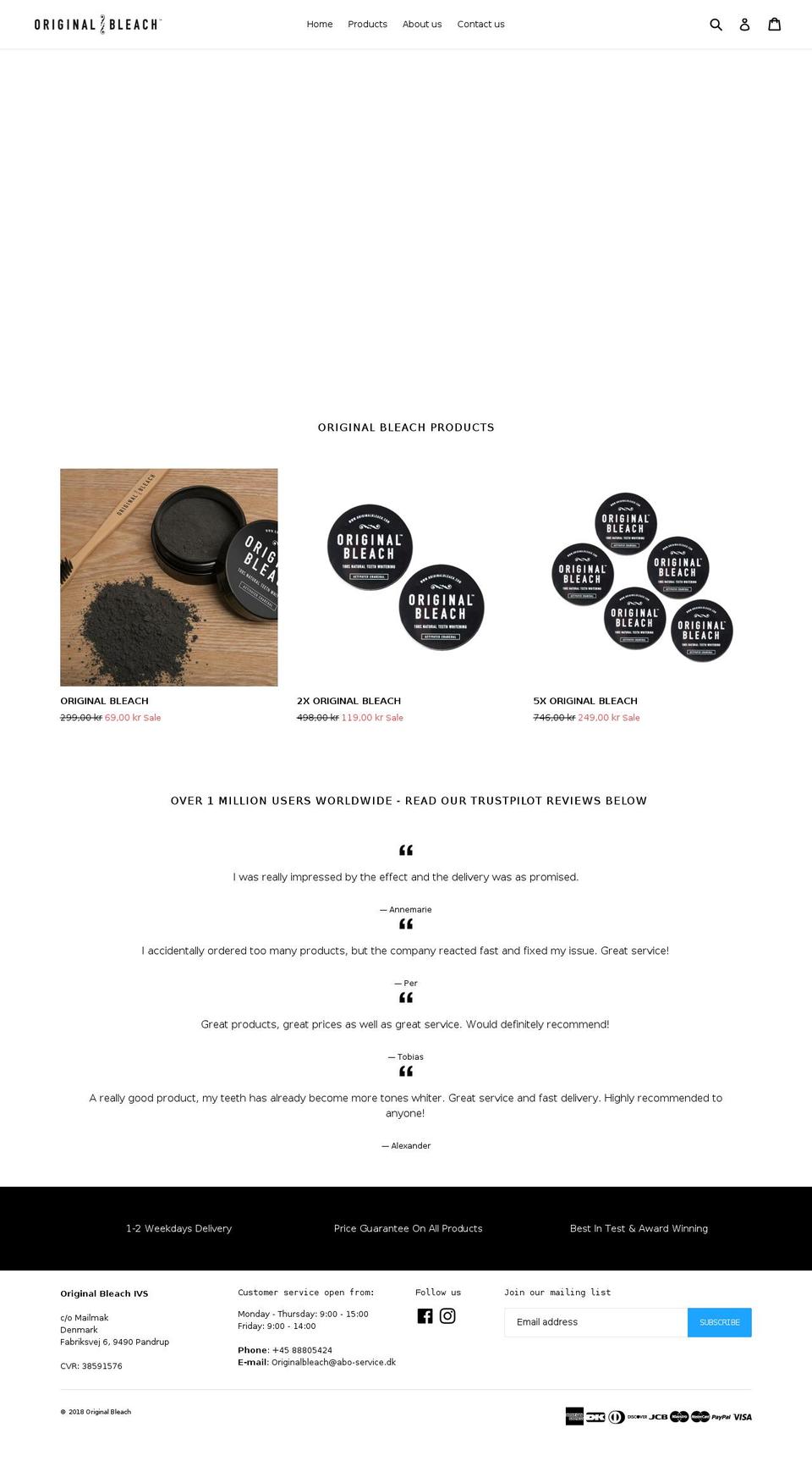 originalbleach.com — Shopify storefront screenshot
