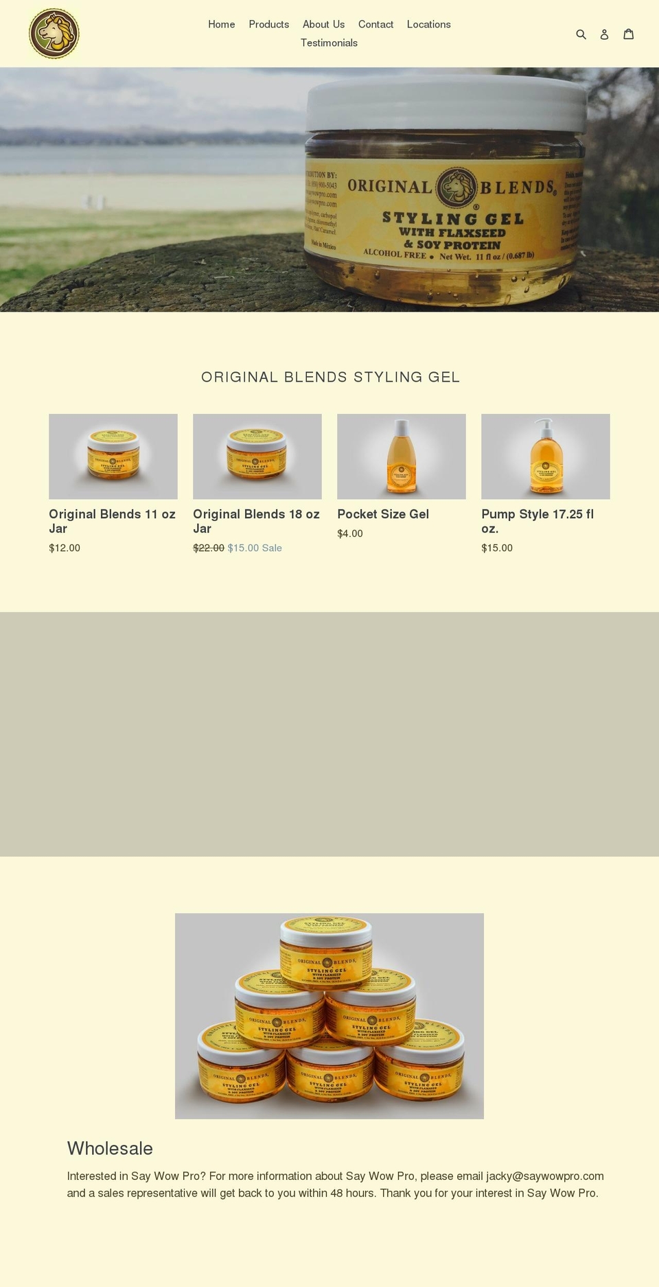 originalblendsstylinggel.com shopify website screenshot